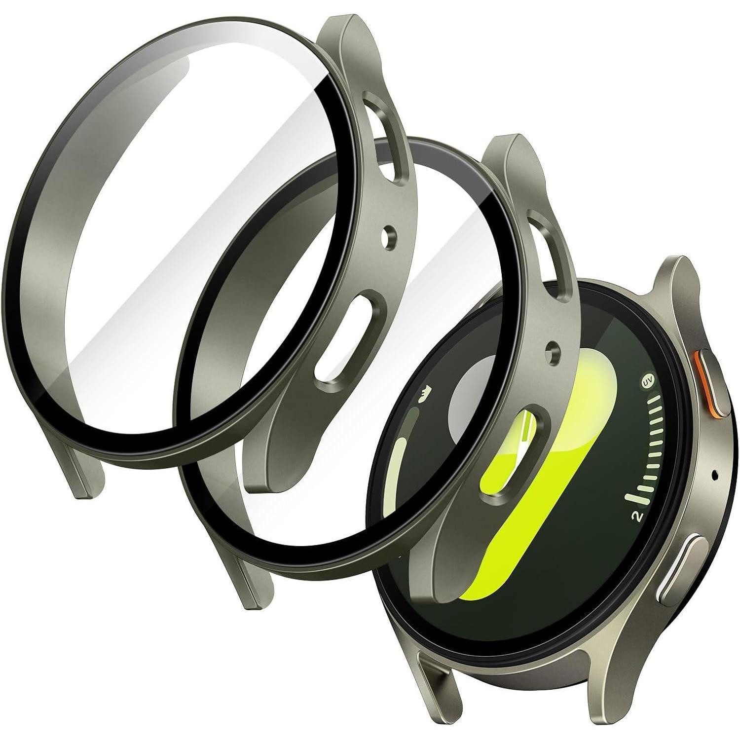 LuxusKollektion Smartwatch-Hülle Hülle Schutzfolie Samsung Galaxy Watch 7 44mm Glas Displayschutz Grün