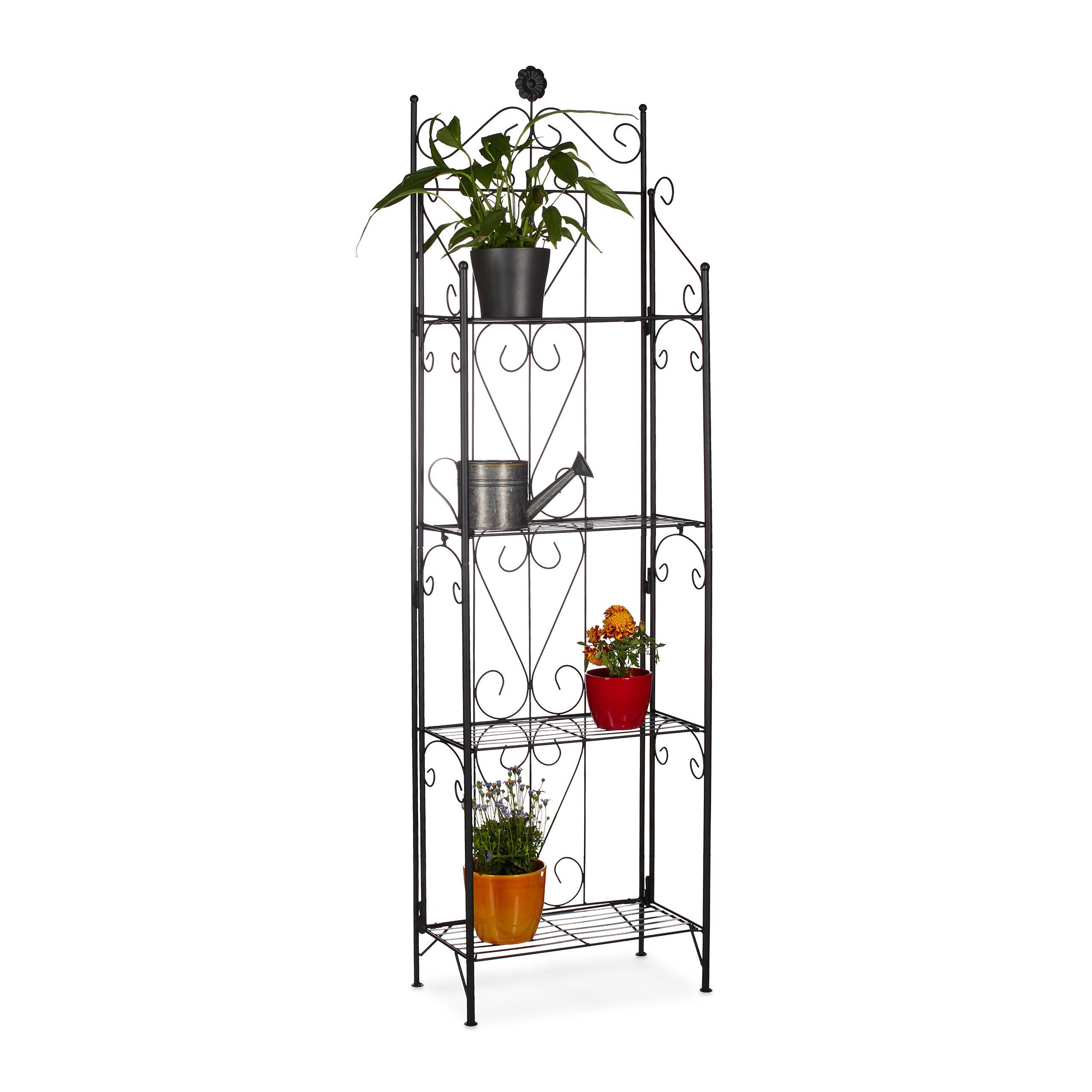 relaxdays Blumenständer Blumenregal Metall 4 Ablagen günstig online kaufen