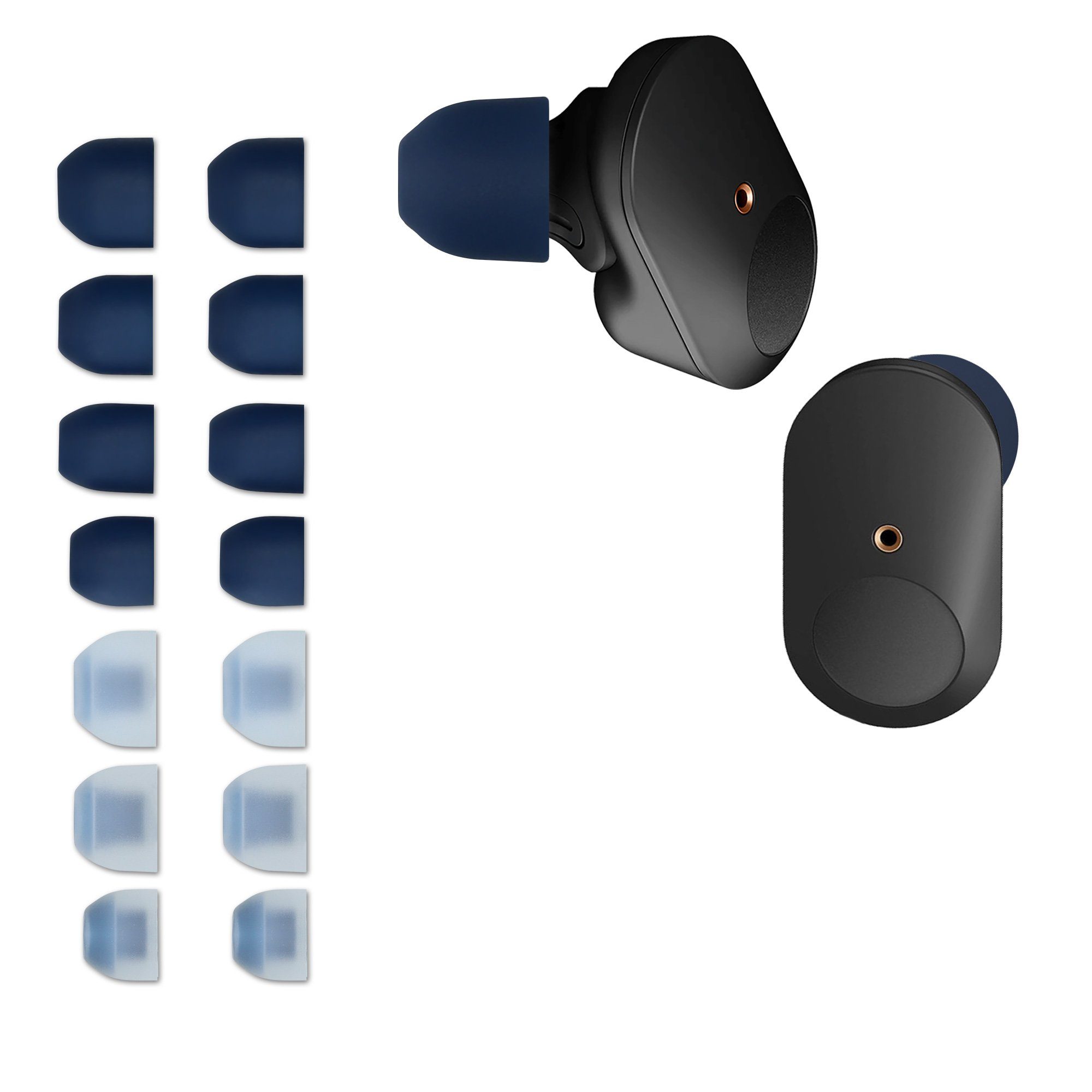 WF-1000XM3 Sony (4 WF-1000XM4 / Dunkelblau Größen für Headphones) / In-Ear Ohrstöpsel WF-1000XM5 Sony für Ersatz 14x Silikon Ersatzpolster kwmobile Ohrpolster -