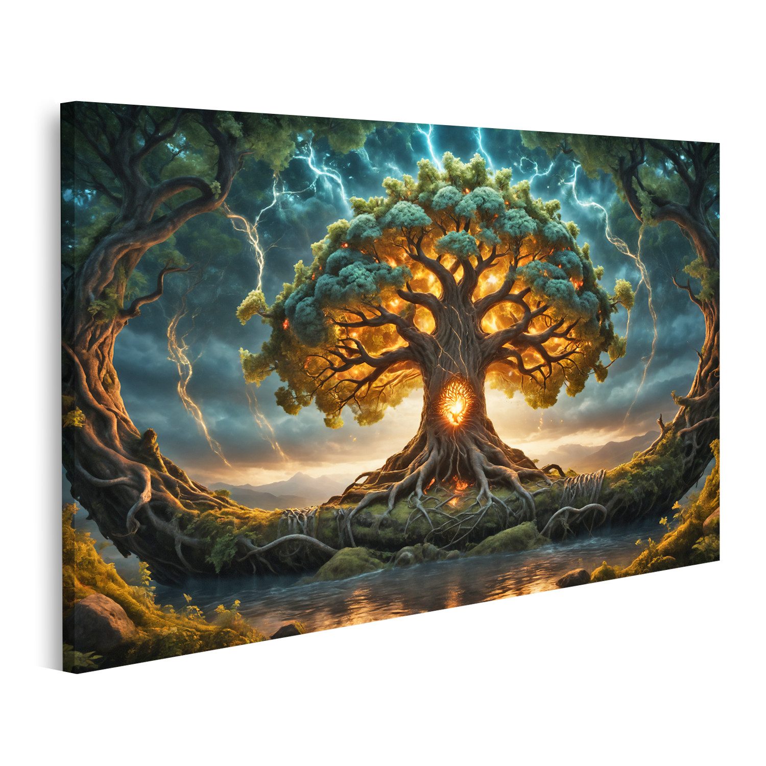 Leinwandbild Leuchtender Yggdrasil Baum Bilder