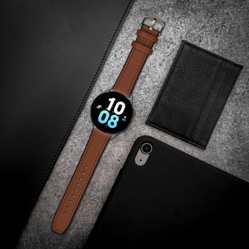 kwmobile Uhrenarmband Sportarmband für Samsung Galaxy Watch 5 / Watch 5 Pro / Watch 6 / 6, Leder Fitnesstracker Ersatzarmband Uhrenverschluss