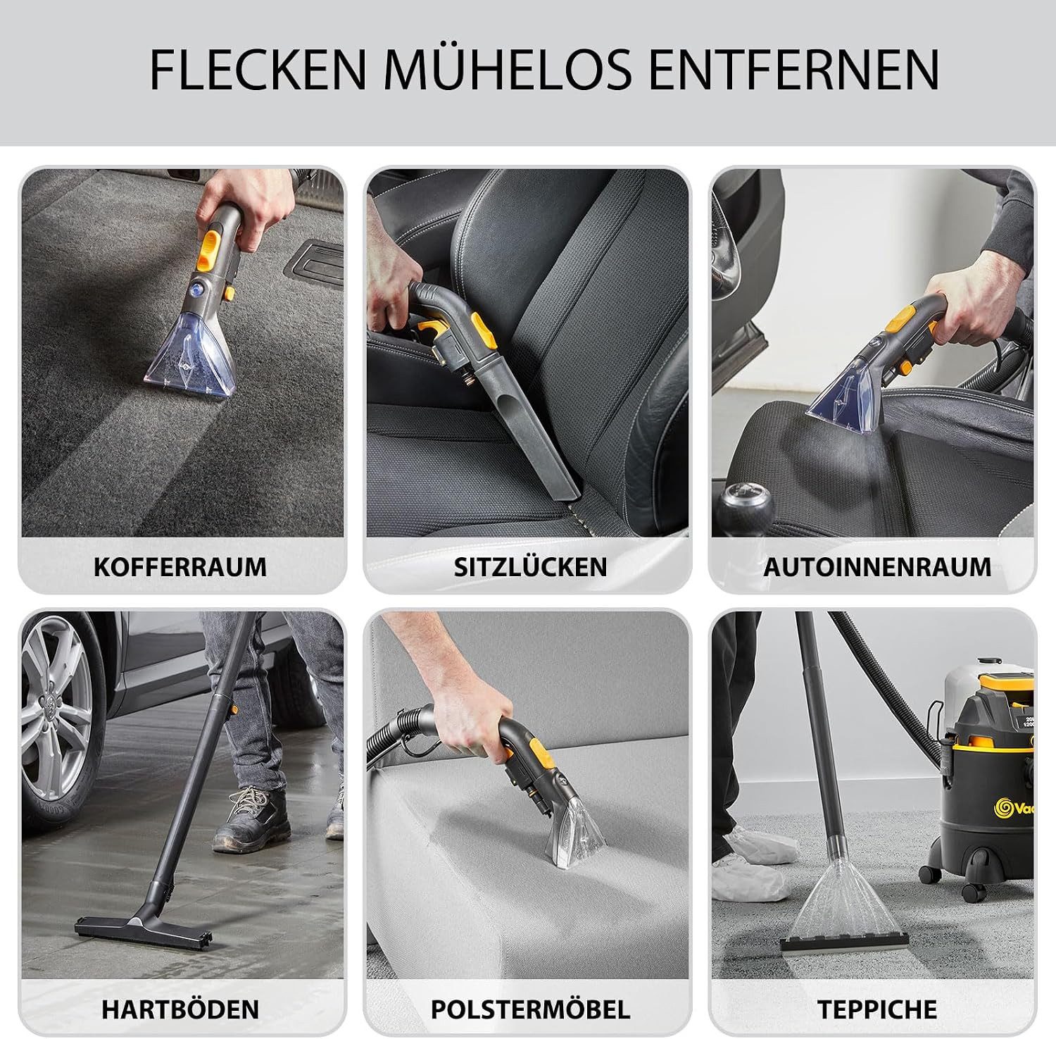 Vacmaster Teppichreinigungsgerät 3-in-1 Waschsauger Nass-Trockensauger & Teppichreinigungsmaschine, 1200 W, mit Dual-Tank, Sprühex-Bodenreiniger für Hartböden, Teppiche & Polster