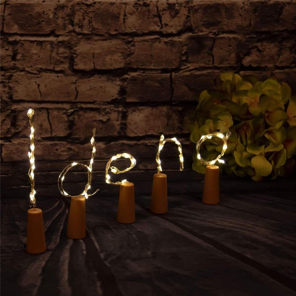 Idena LED-Lichterkette Korkenlicht, 2er Set, mit je 10 LEDs, warmweiß 