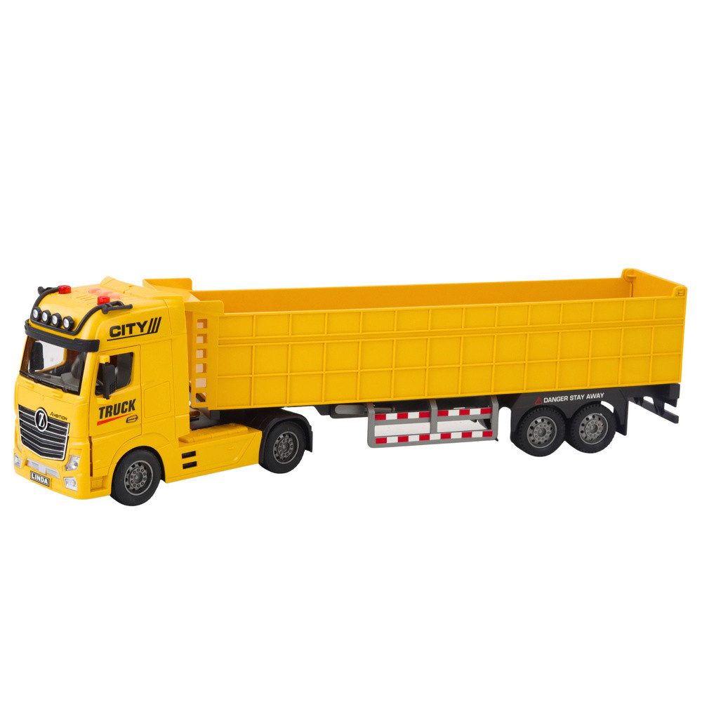 LEAN TOYS Anhänger Spielzeuglaster Kipper Sattelzug, Spar-Set, 1-tlg., 58 x 10 x 16 cm robust, Kippbarer Anhänger, Licht & Geräusche, Frontantrieb