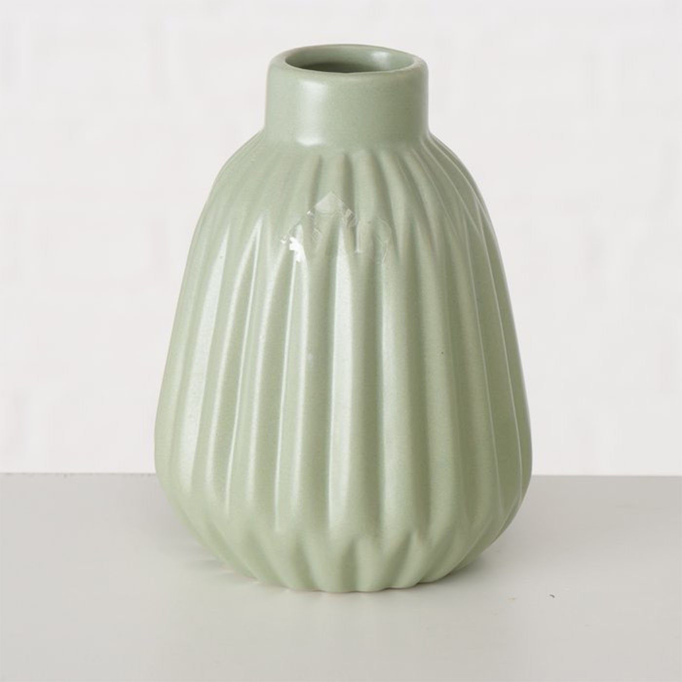 BOLTZE Mattes Set aus im Hellgrün Tischvase Keramik Vase Design Deko 2er