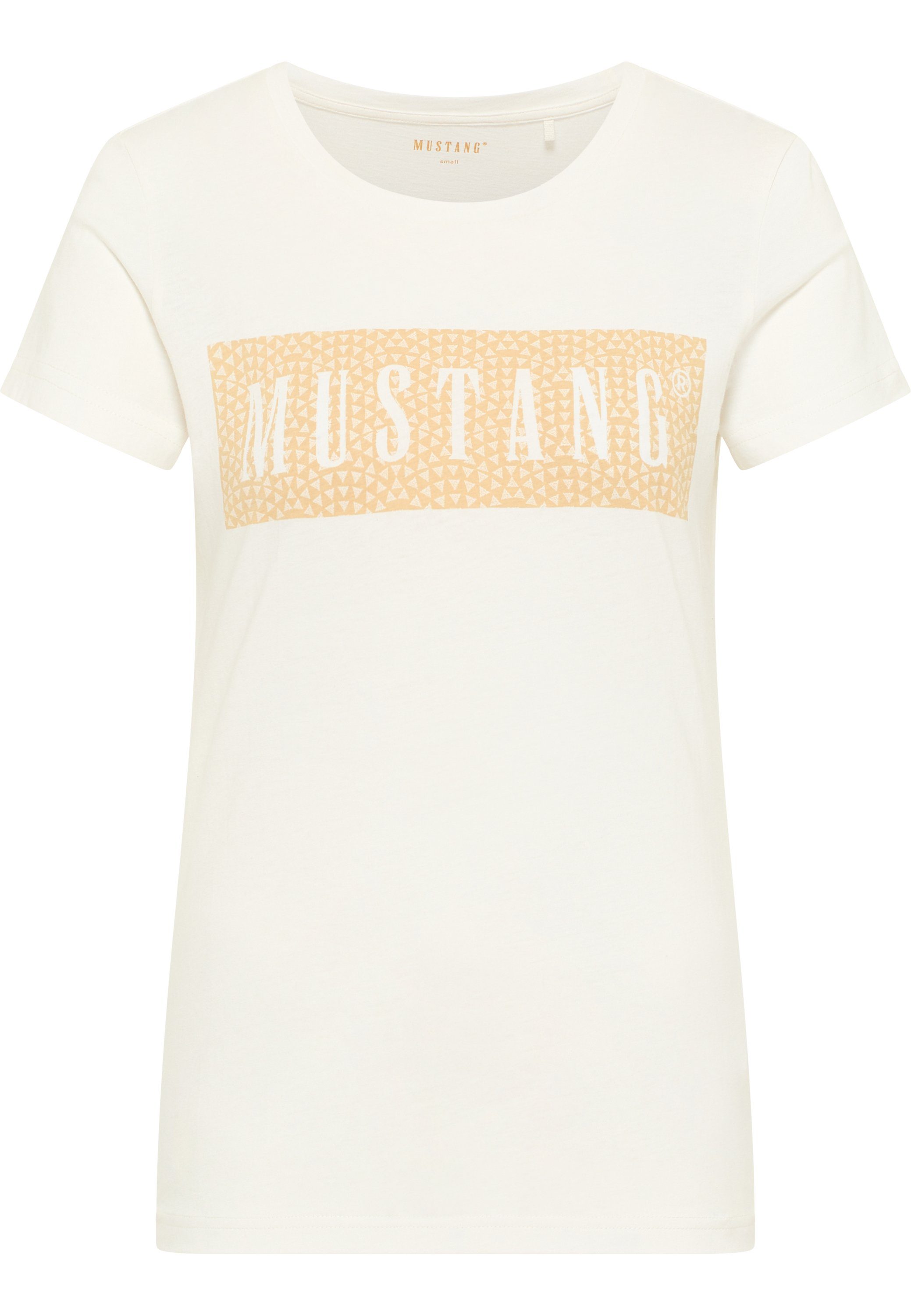Mustang Print-Shirt Kurzarmshirt MUSTANG offwhite T-Shirt