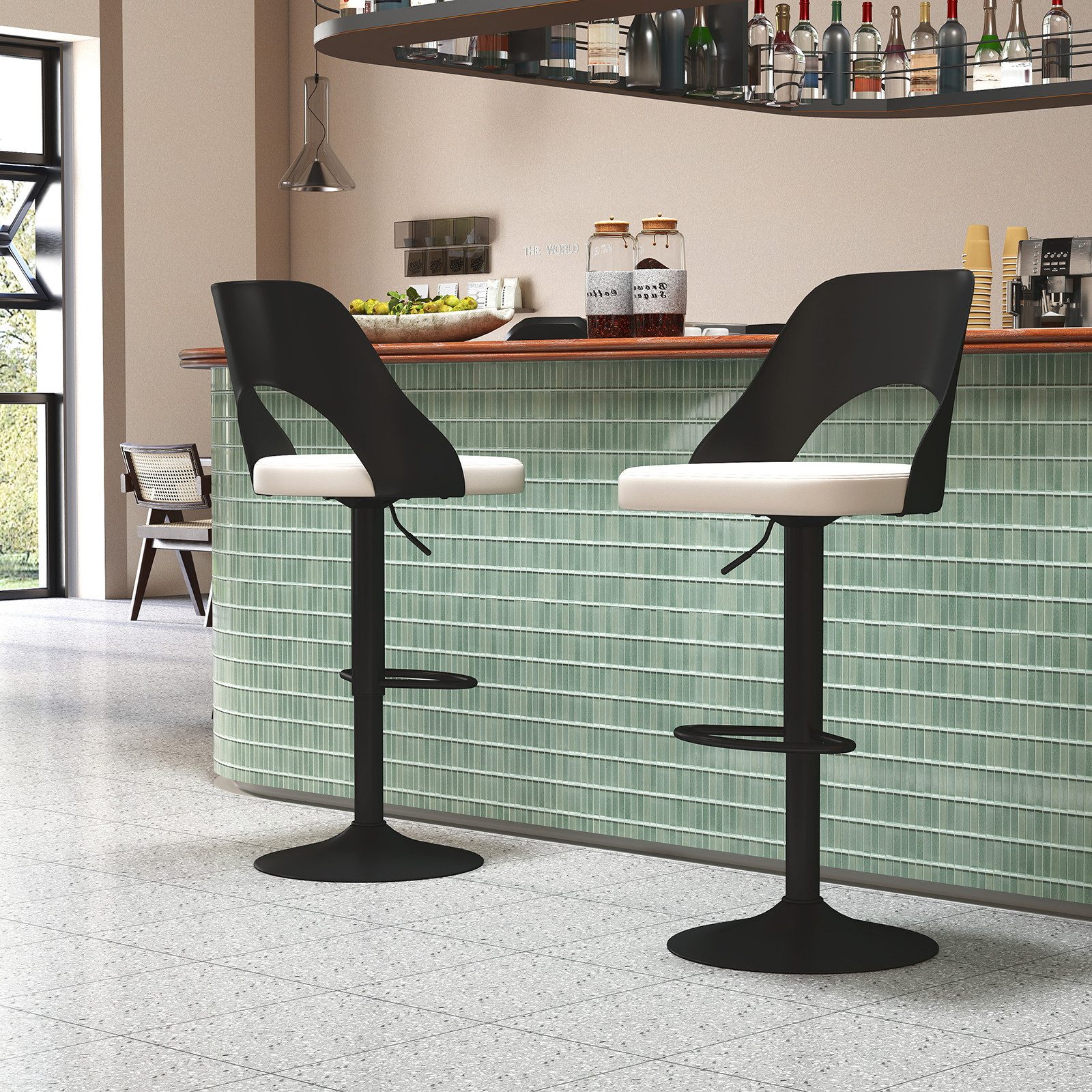 COSTWAY Barhocker (2er Set), Barstühle 360° drehbar, höhenverstellbarer Dre günstig online kaufen