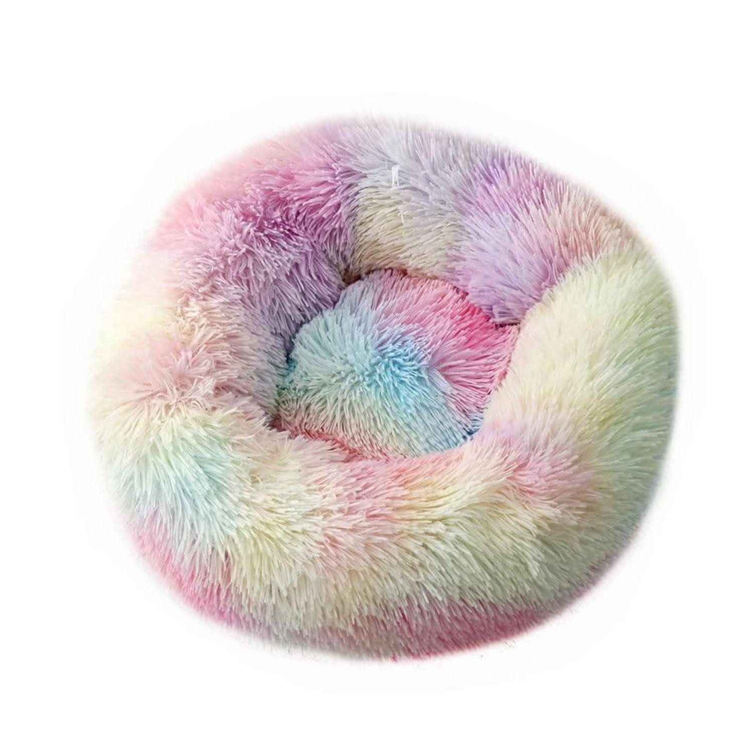 LuxusKollektion Tierkissen Hundebett Rund Plüsch Donut Tie-dye rosa 40cm