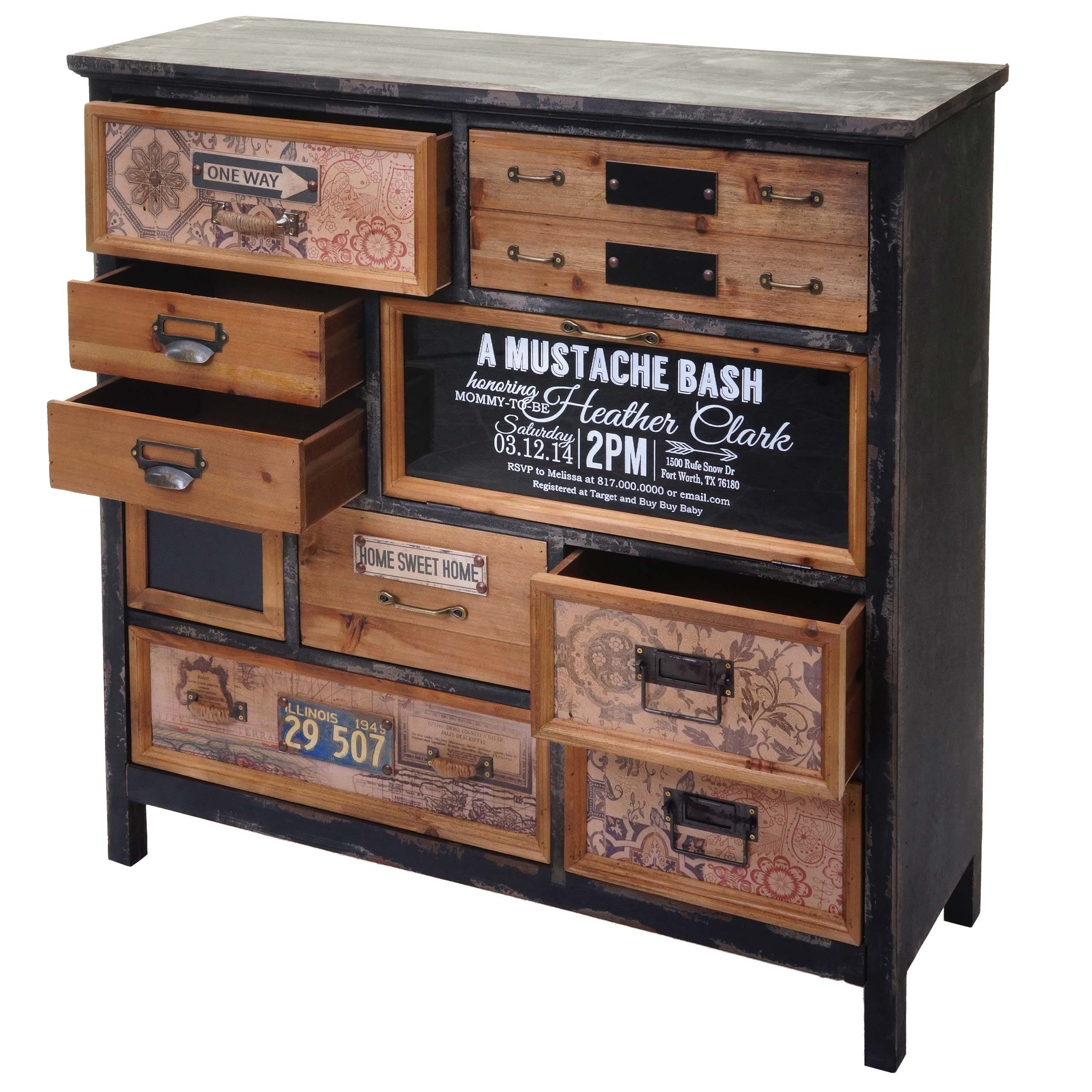 MCW Apothekerschrank MCW-A43-90x90 9 Schubladen, Inkl. Bodenschoner aus Kunststoff, Shabby-Look