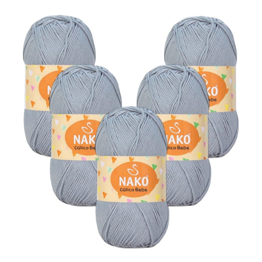 NAKO 5 x NAKO Calico Bebe Häkelwolle, 245 m, Baumwoll-Strickgarn,Häkelgarn,Babygarn