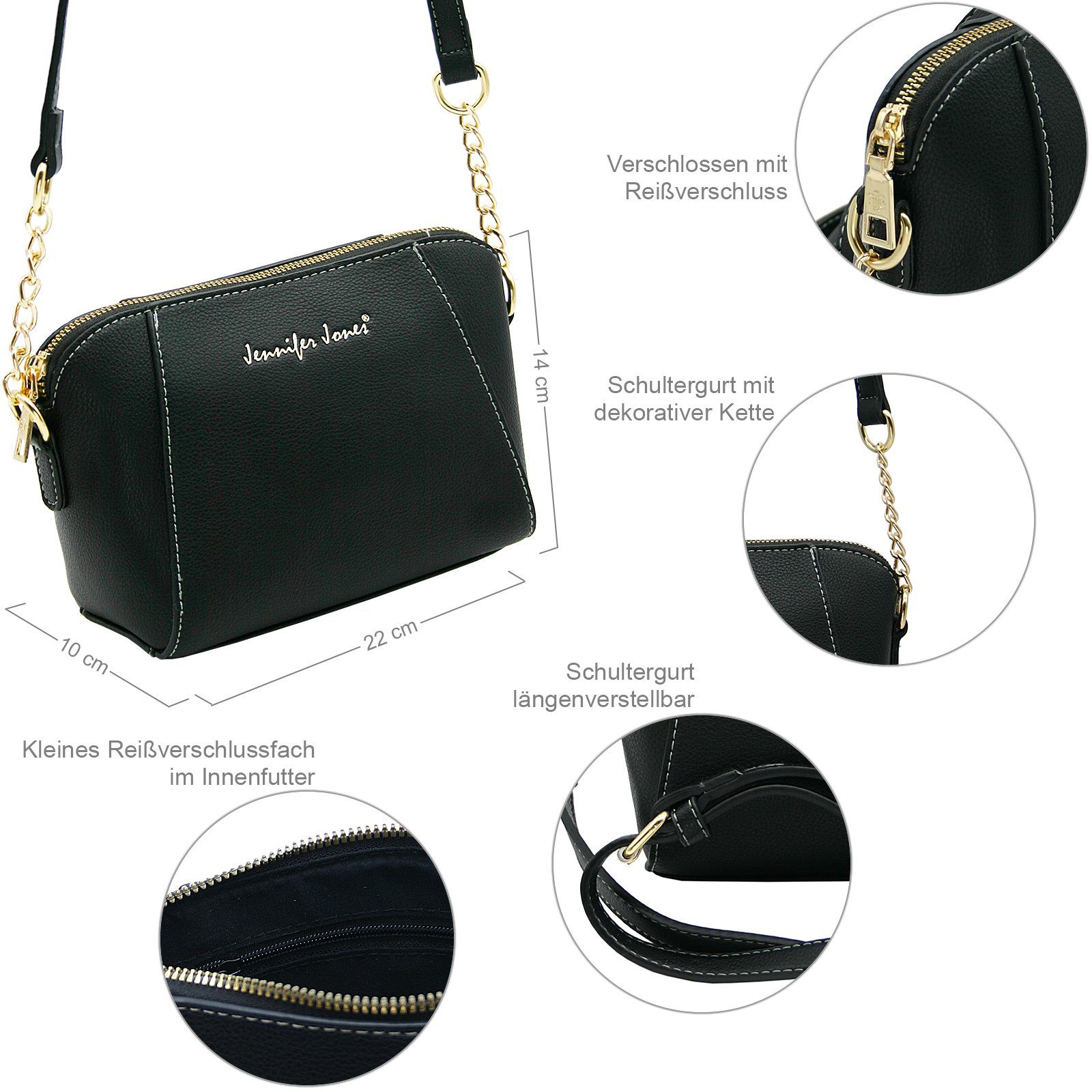 J JONES JENNIFER JONES Schultertasche Kleine modisch elegante Damen Umhängetasche - Crossbody Bag