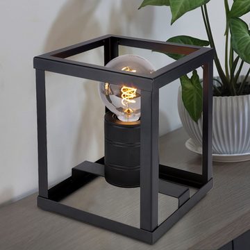 etc-shop LED Tischleuchte, Leuchtmittel nicht inklusive, Tischleuchte Beistelllampe Metall schwarz E27 Nachttischlampe H 20cm