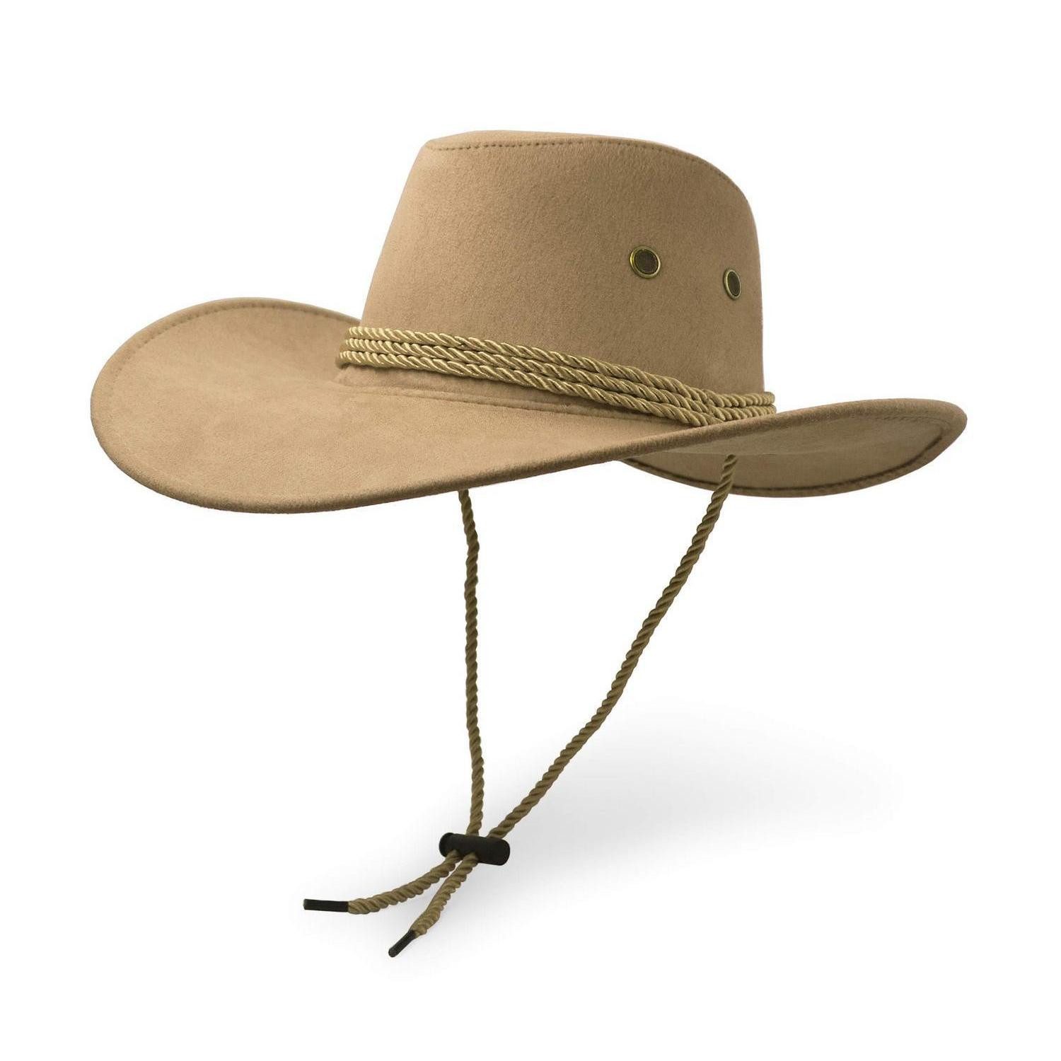 LuxusKollektion Cowboyhut Cowboyhut Westernhut Sonnenhut Kunstleder Einheitsgröße beige