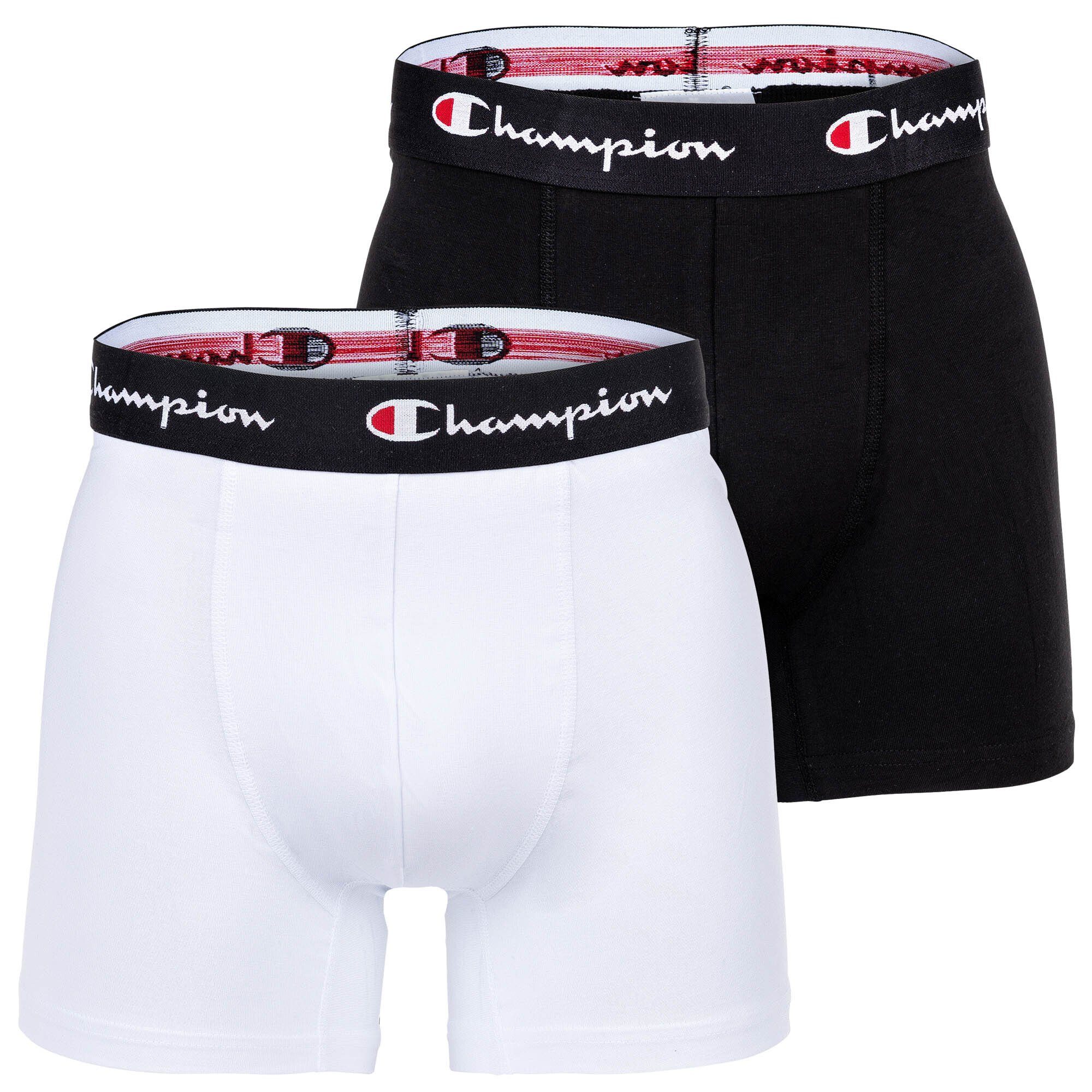 Champion Boxer Herren Trunks, 2er Pack -Boxershorts, Baumwolle Weiß/Schwarz