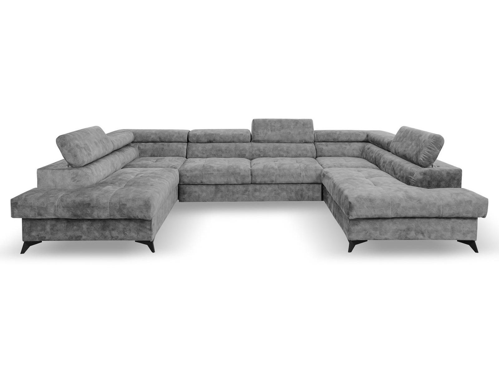 Beautysofa Ecksofa Sorento U, mit Schlaffunktion, Bettkasten, verstellbare Kopfstützen, große Eckcouch mit Metallbeine, Bettfunktion