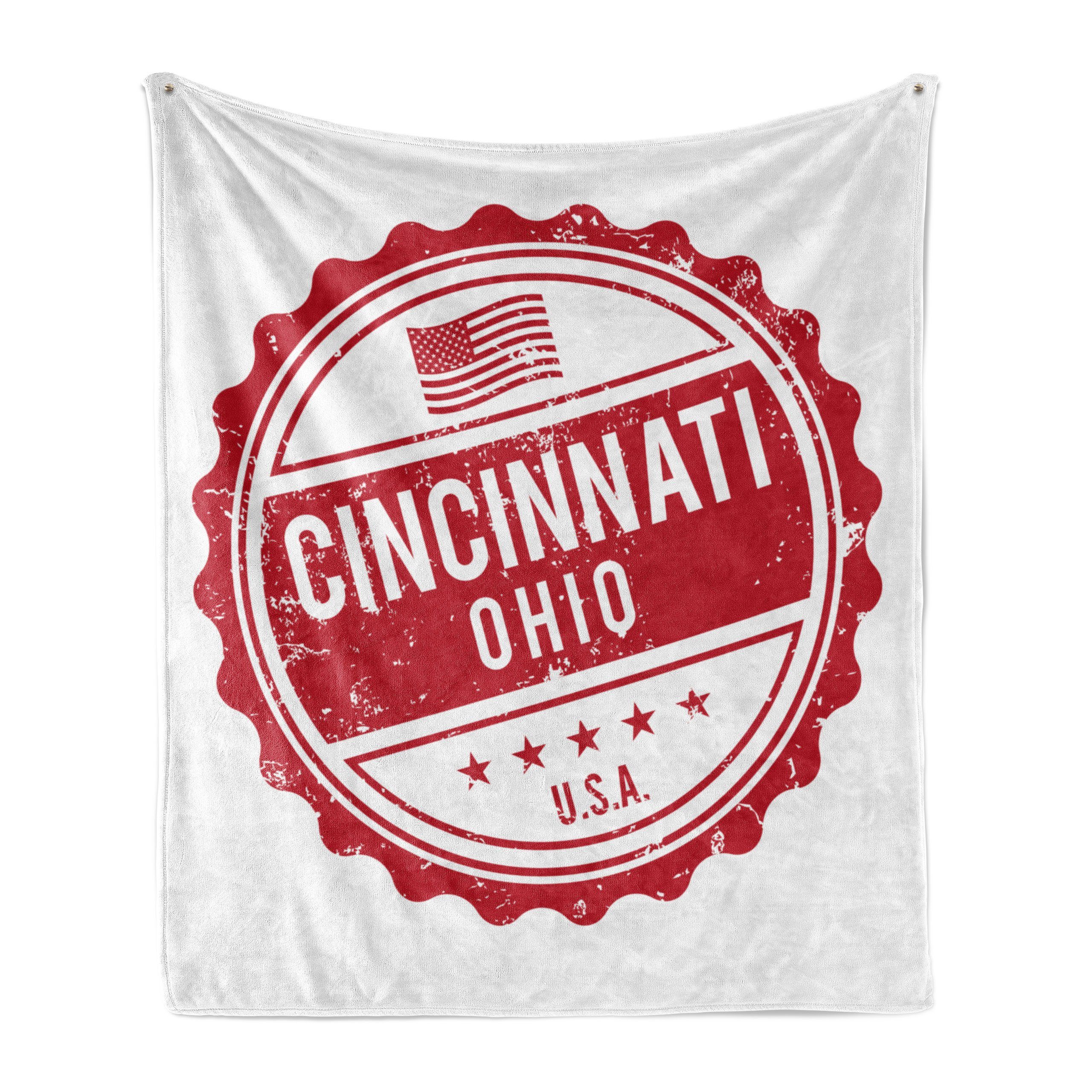 Wohndecke Gemütlicher Plüsch für den Innen- und Außenbereich, Abakuhaus, Cincinnati Seal mit Flagge von USA