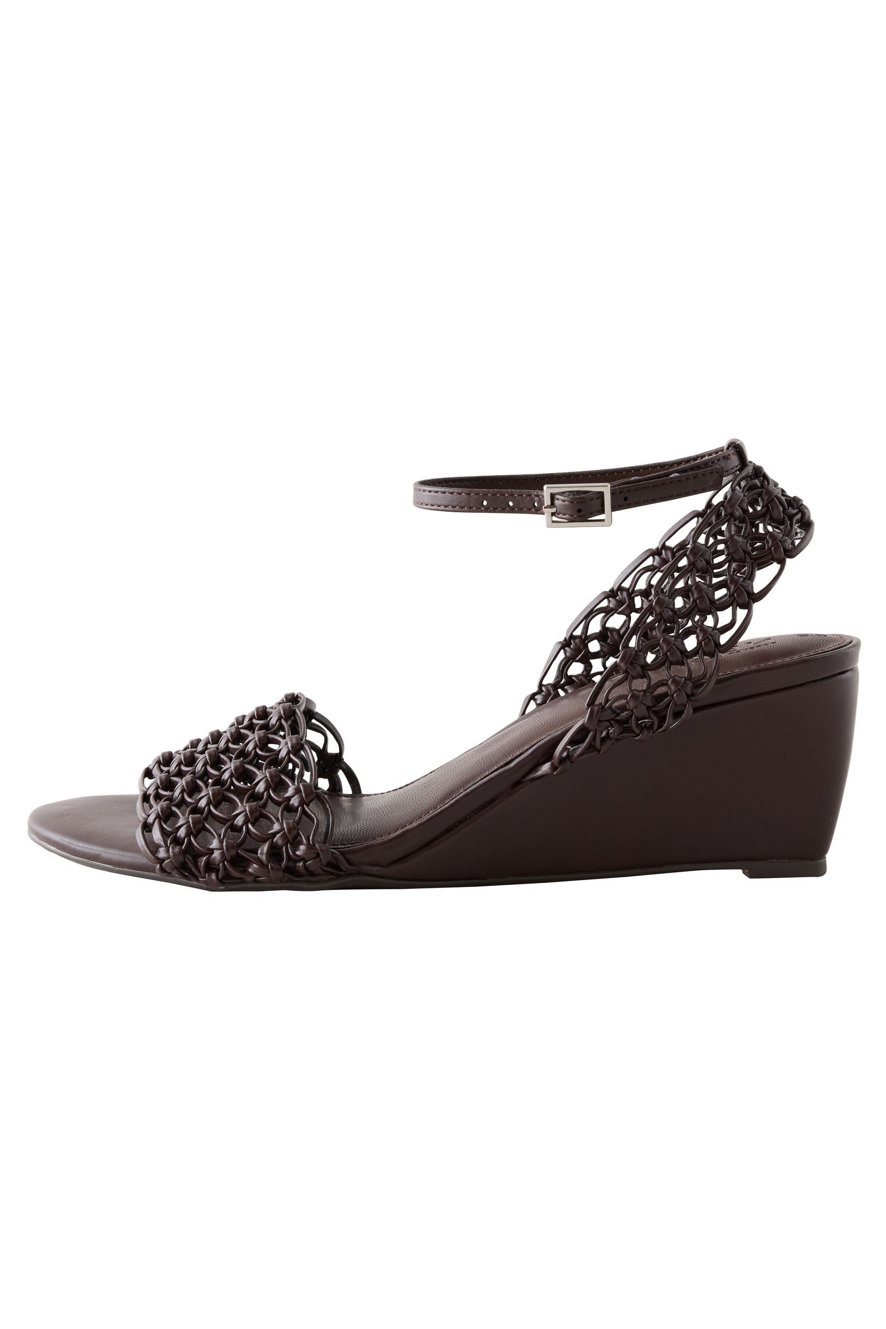 Next Forever Comfort® Wedges im Flechtdesign mit Blume Keilsandalette