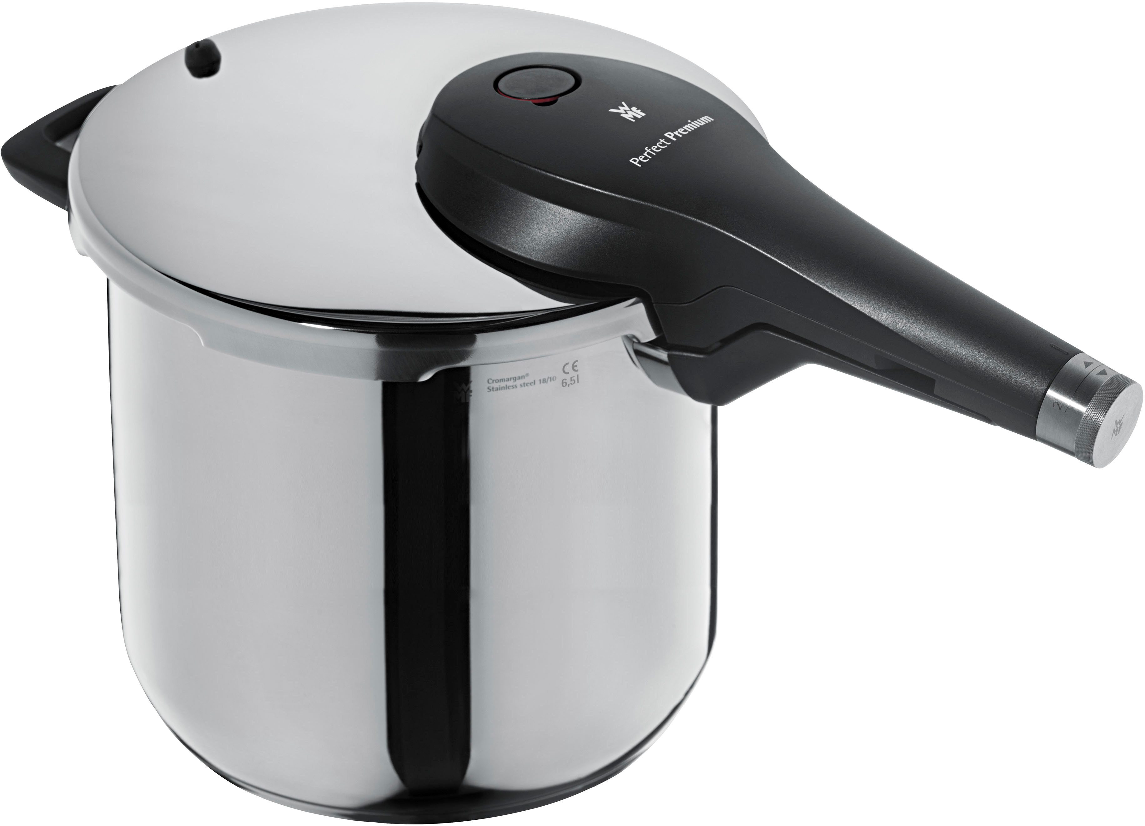 WMF Schnellkochtopf Perfect Premium, 6,5 Liter Dampfkochtopf, Edelstahl, All-in-One-Bedienknopf, Kochanzeige, Sicherheitssystem