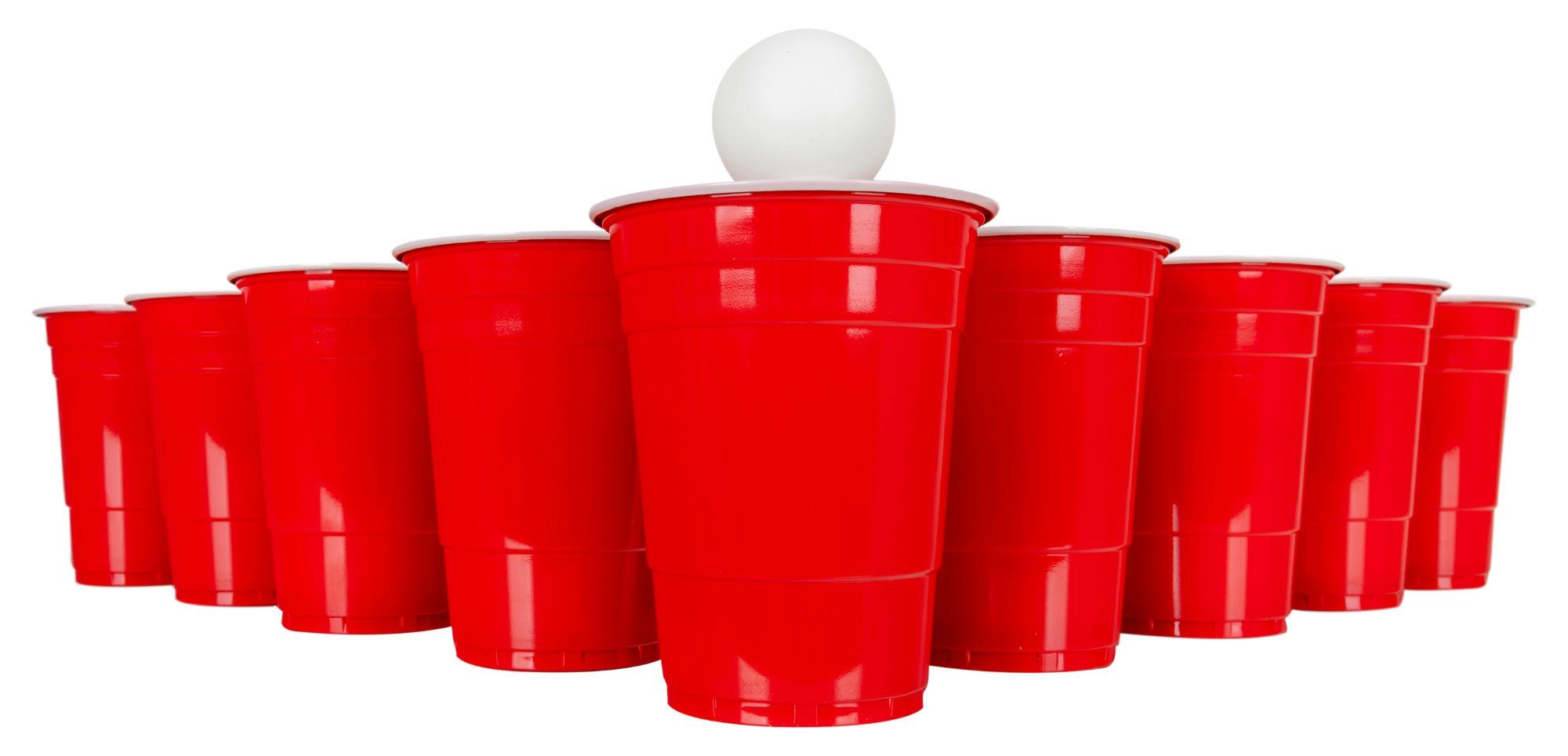 Pong Ersatz-Cups in 90 - Set - Bälle Becher 6 Weiß, Spielbälle Kunststoff Stagecaptain und Beer Becher