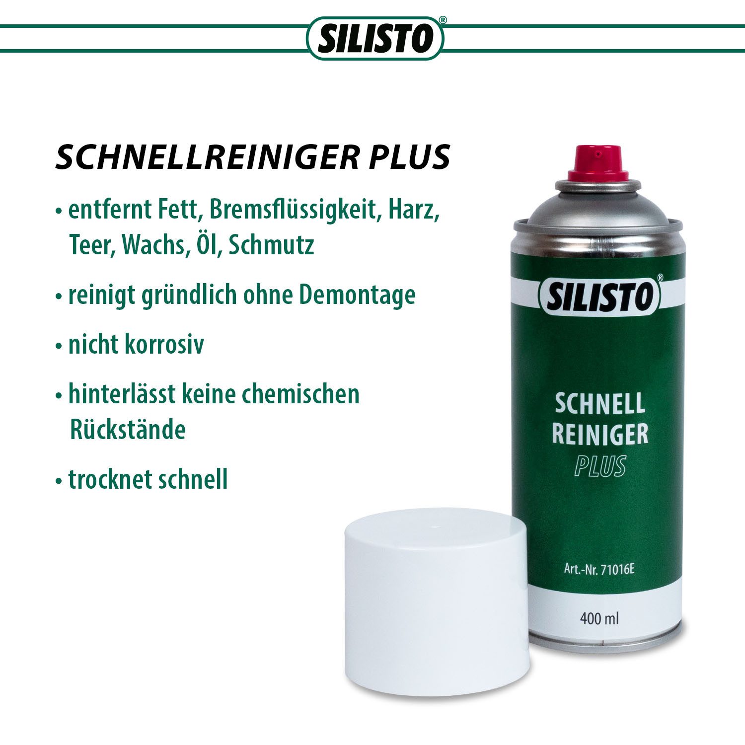 Silisto Schnellreiniger PLUS für Werkstätten, Maschinen & Metallteile 400 ml Universalreiniger (Reinigung ohne Demontage möglich, 360° sprühbar Nicht korrosiv, verdunstet schnell)