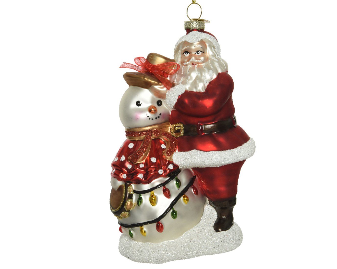 Kaemingk Christbaumschmuck, Christbaumschmuck Glas Weihnachtsmann und Schneemann 16cm rot