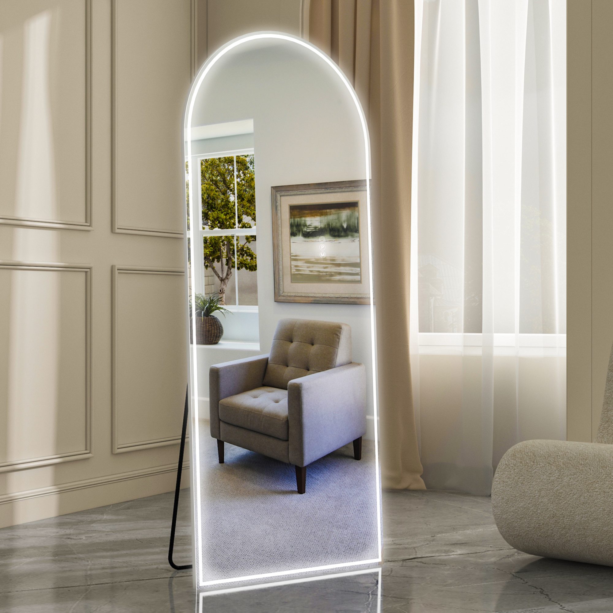 Elemango Ganzkörperspiegel LED-Bogenboden-Spiegel mit 3 Farbwechseln, 165x6 günstig online kaufen