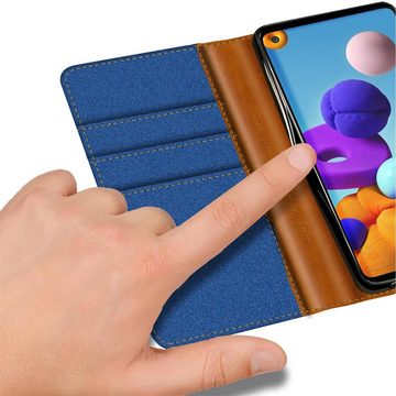 CoolGadget Handyhülle Denim Schutzhülle Flip Case für Samsung Galaxy A21s 6,5 Zoll, Book Cover Handy Tasche Hülle für Samsung A21s Klapphülle