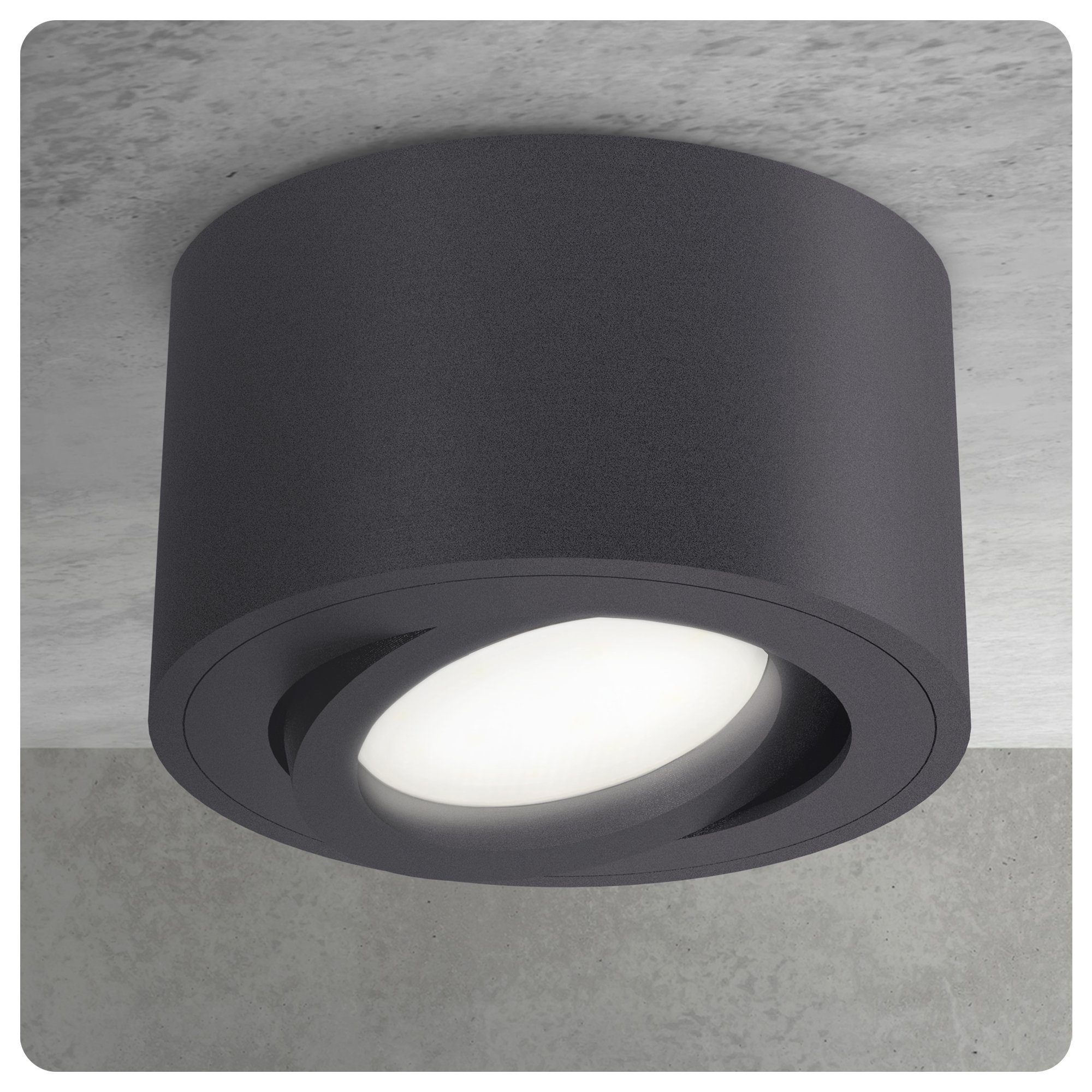 SSC-LUXon LED Aufbaustrahler CELI-1N Aufputz Deckenspot schwenkbar flach anthrazit mit LED Modul 4W, Neutralweiß