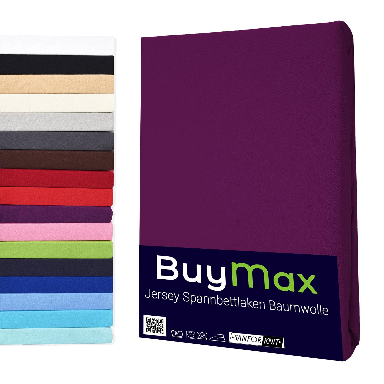 Buymax Spannbettlaken Buymax Jersey aus 100% Baumwolle, Jersey, Gummizug: Rundumgummi, (1 Stück), Pflegeleicht und Atmungsaktiv in Verschiedenen Farben und Größen