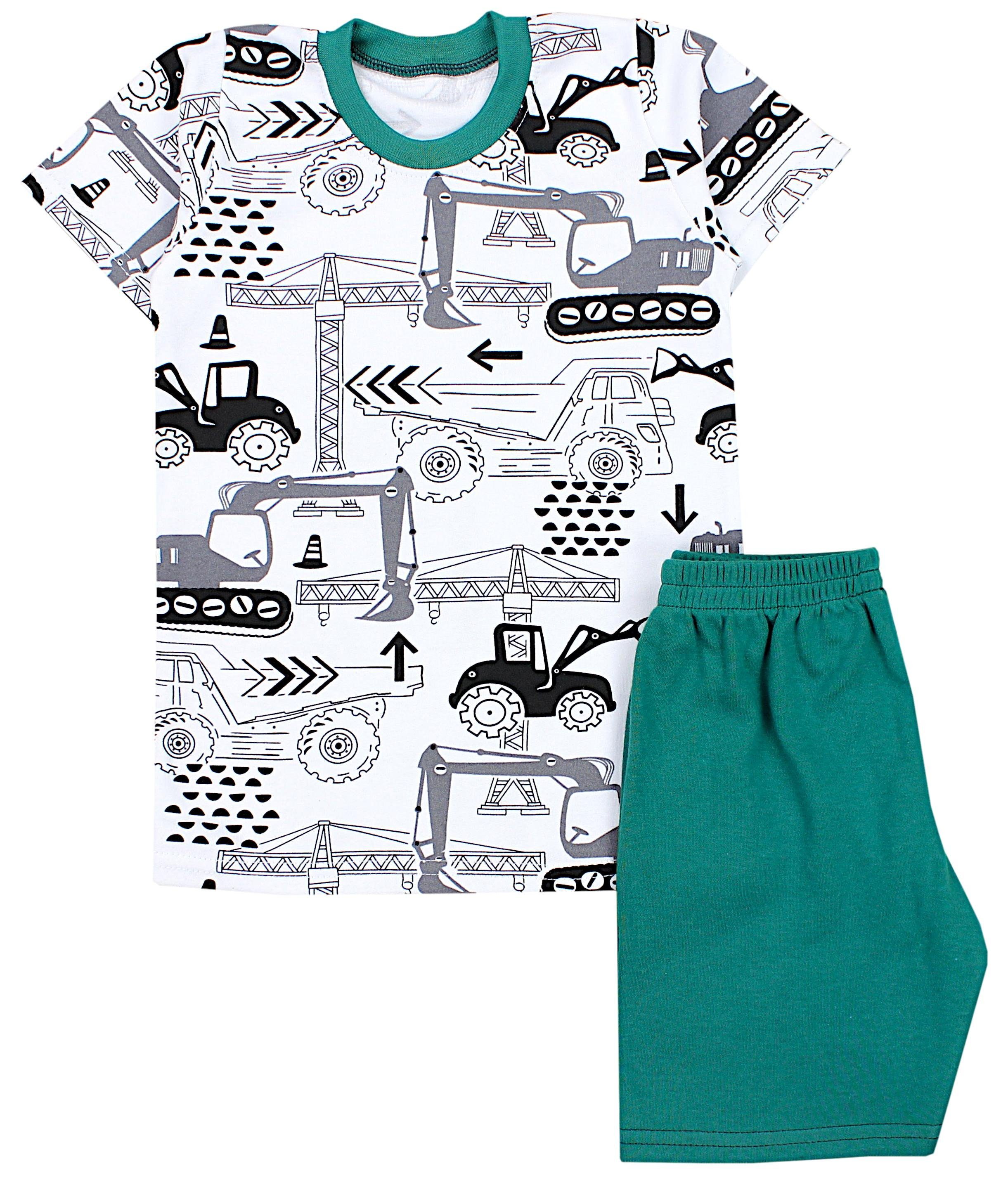 TupTam Schlafanzug Kinder Jungen Pyjama Schlafanzug Set Kurzarm 2-teilig Sommer Bagger / Grün