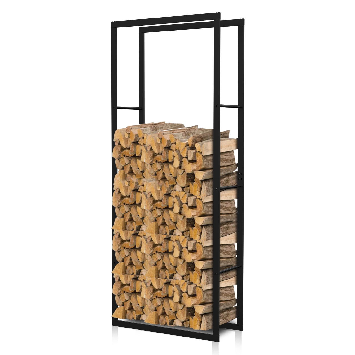 Clanmacy Kaminholzregal Brennholzregal 150x60x25 cm, mit Anti-Rutsch-Pads für Kamin und Ofen, BxTxH:60x25x150 cm