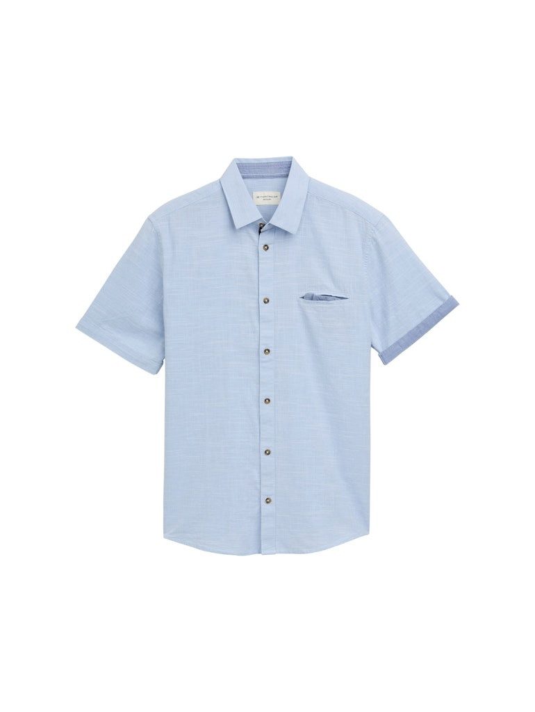 TOM TAILOR Kurzarmhemd structured shirt lightblue horizontal structure