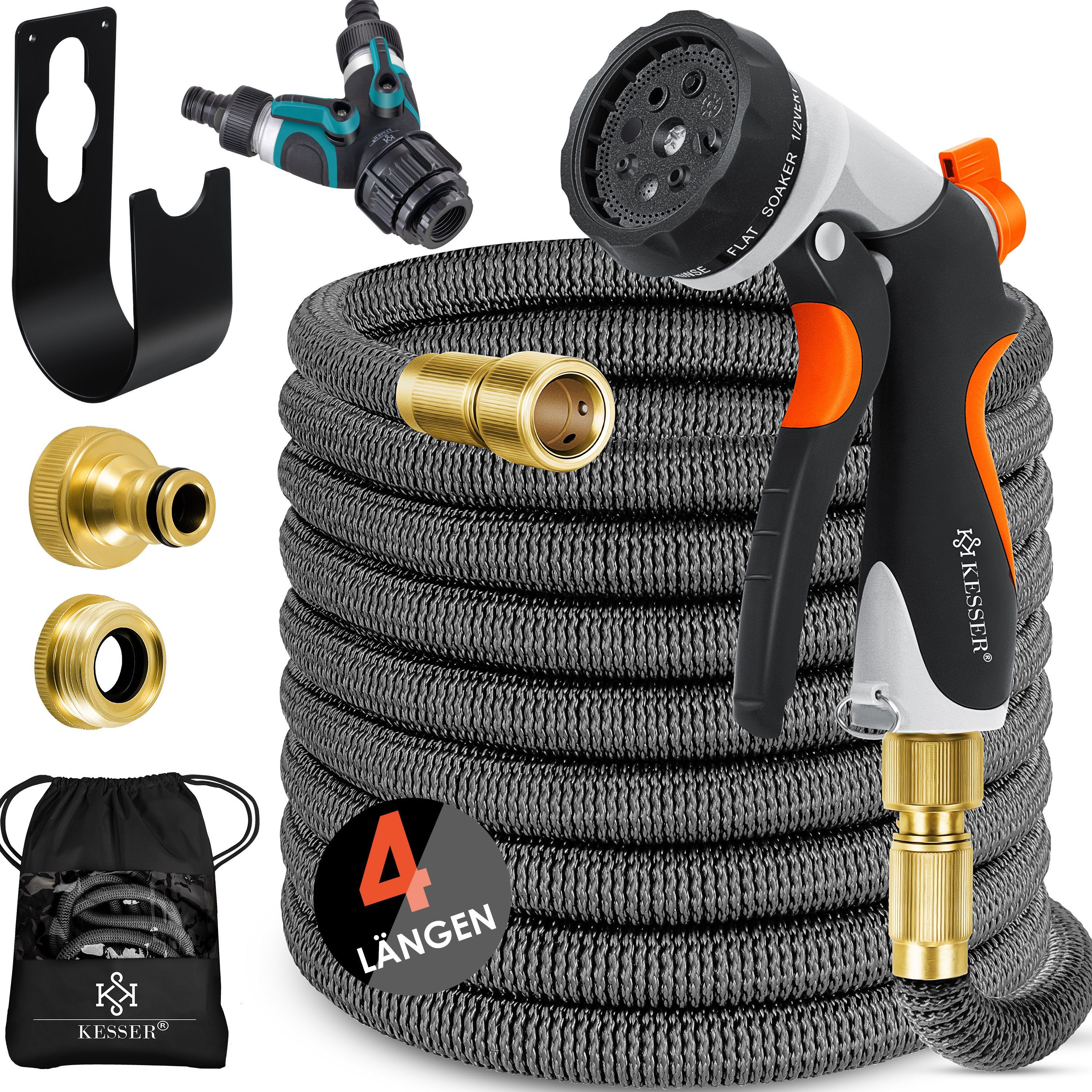 KESSER Gartenschlauch, Flexibler Schlauch, anthrazit/grau, Gr. 30 m