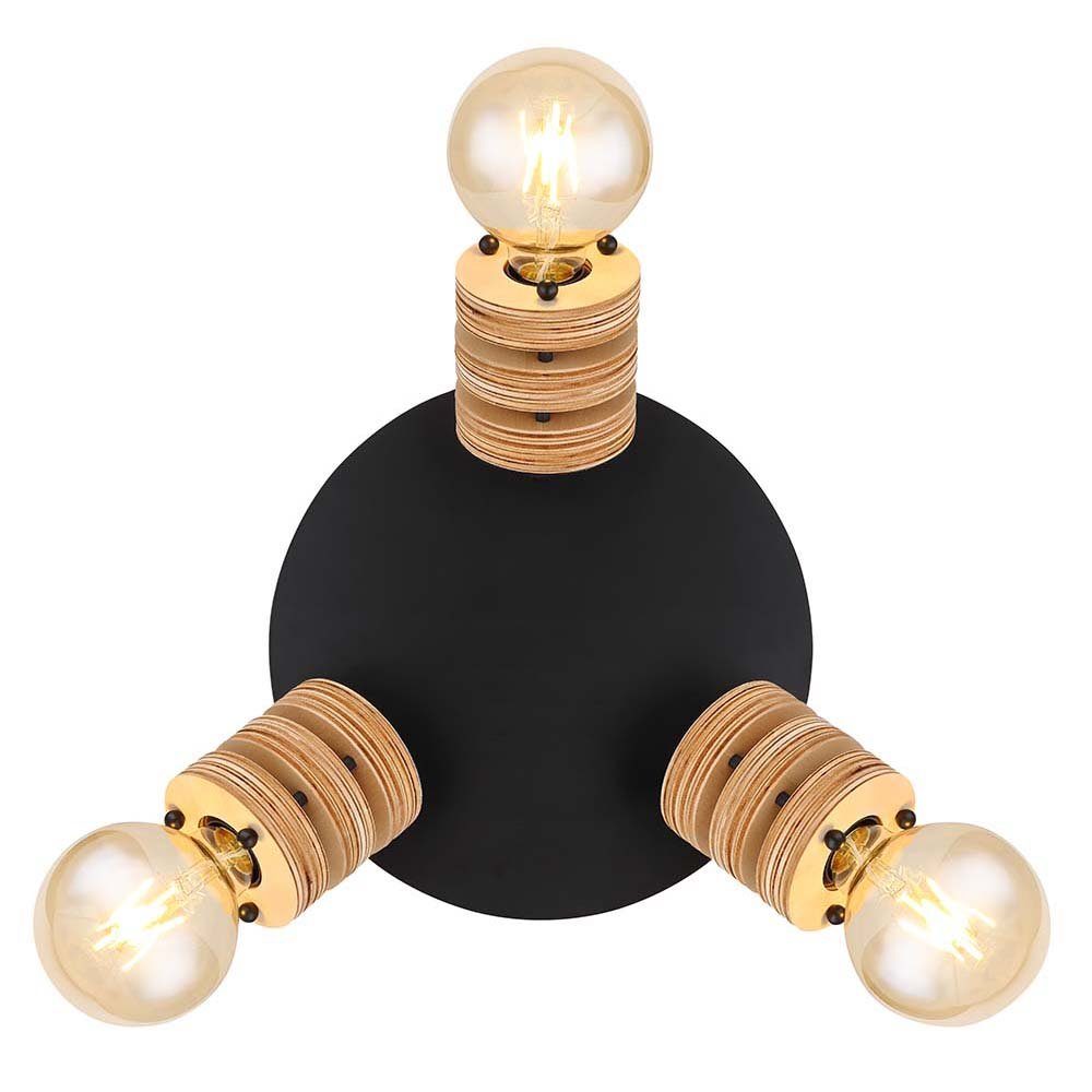 etc-shop Deckenspot, Leuchtmittel nicht schwarz Deckenlampe braun inklusive, Wohnzimmerleuchte natur Spotstrahler Ringe