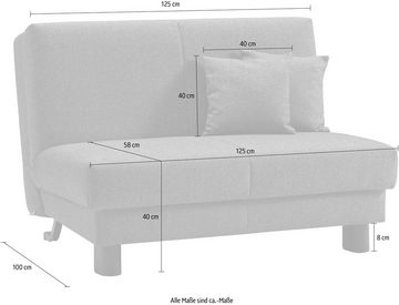 ell + ell Schlafsofa Enny, Liegefläche Breite 120 oder 140 cm, Liegehöhe 45 cm, Füße schwarz