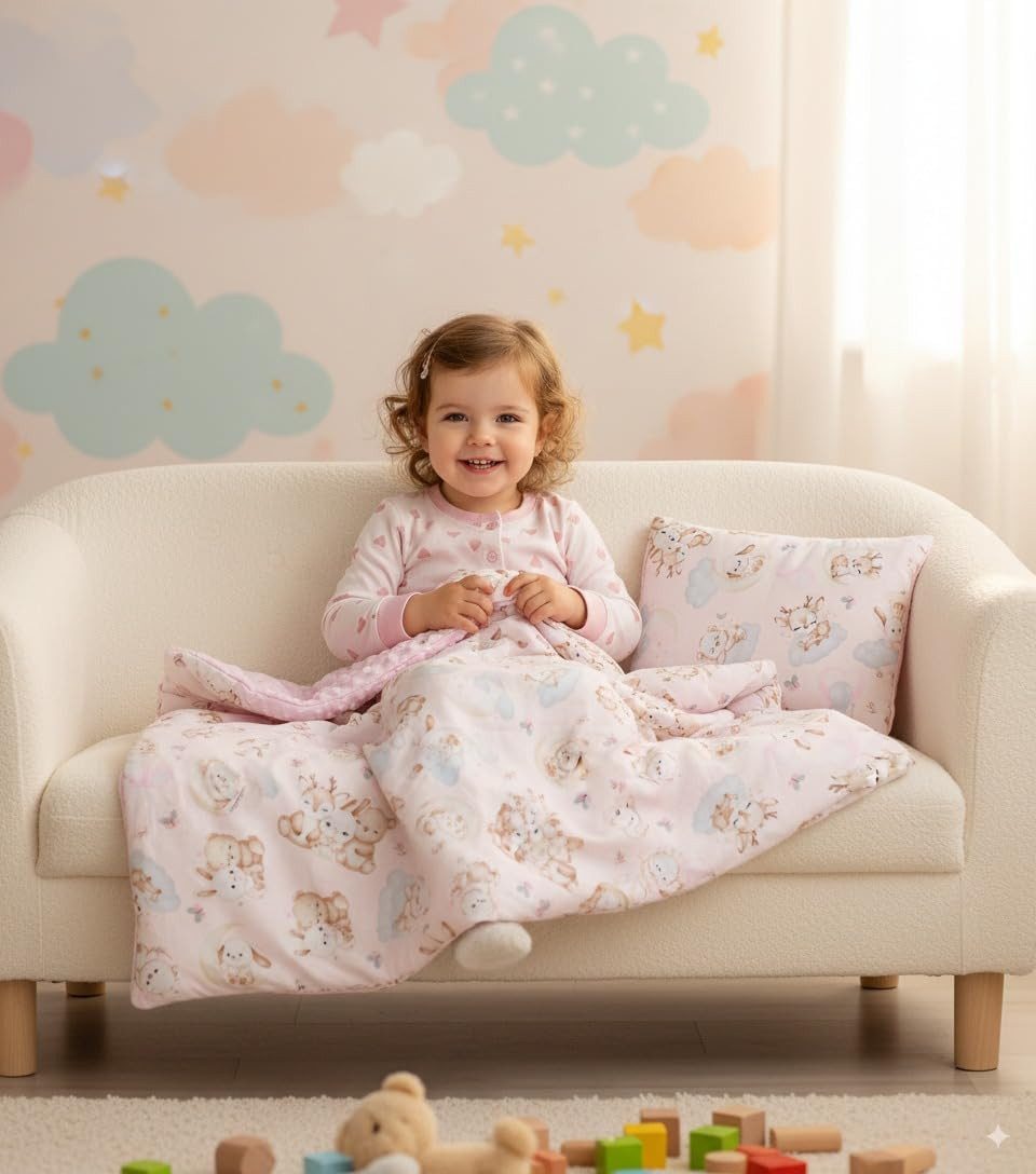 Babydecke BABYLUX Babydecke Krabbeldecke MINKY Kuscheldecke 75x100 cm+KISSEN, BabyLux, K162 Rosa + Schnuckis