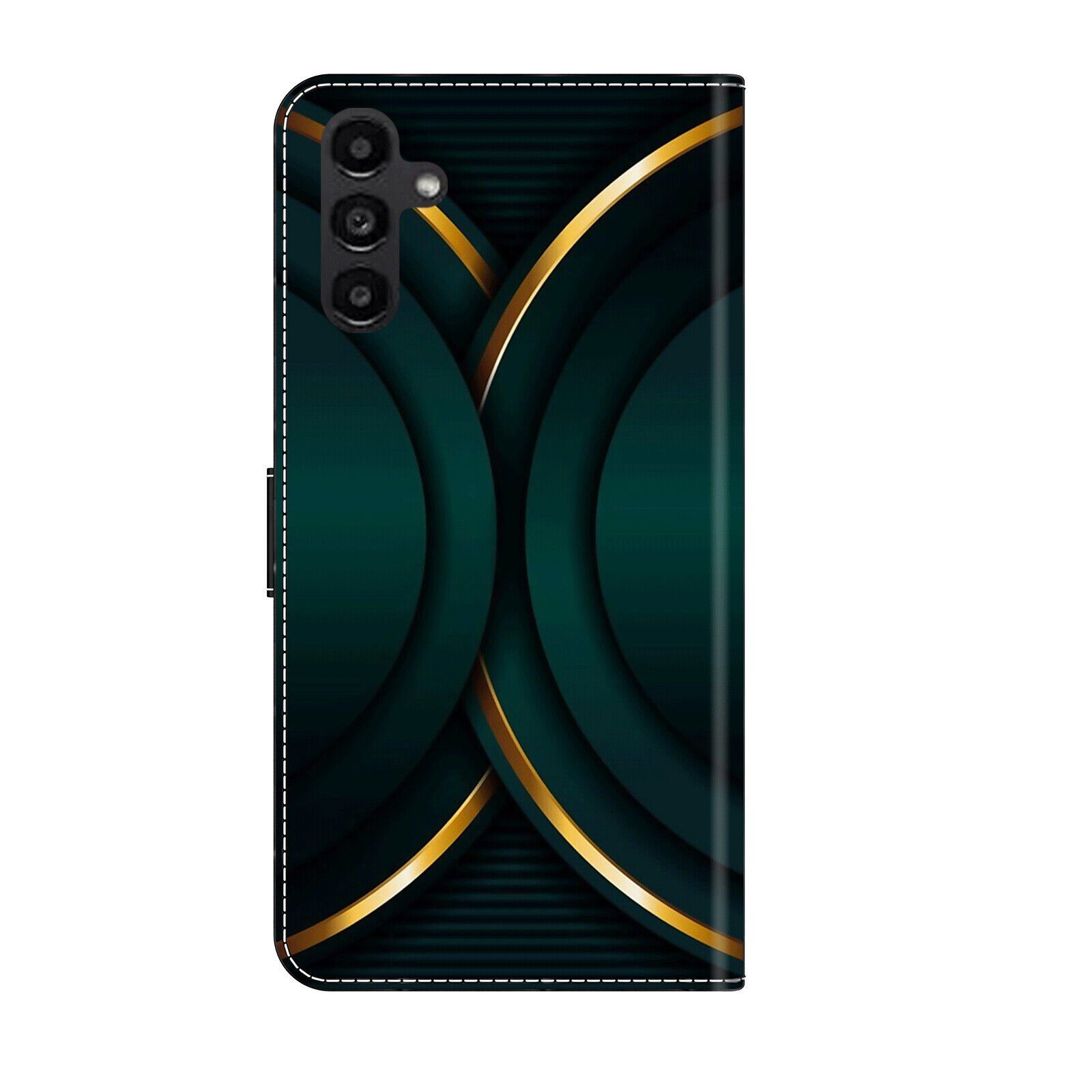 CLM-Tech Handytasche Hülle für Samsung Galaxy A14 5G Tasche aus Kunstleder Klapphülle (goldener Rand Kontur, Samsung Galaxy A14 5G Handyhülle Wallet Flip Case C – Bild 5 von 5
