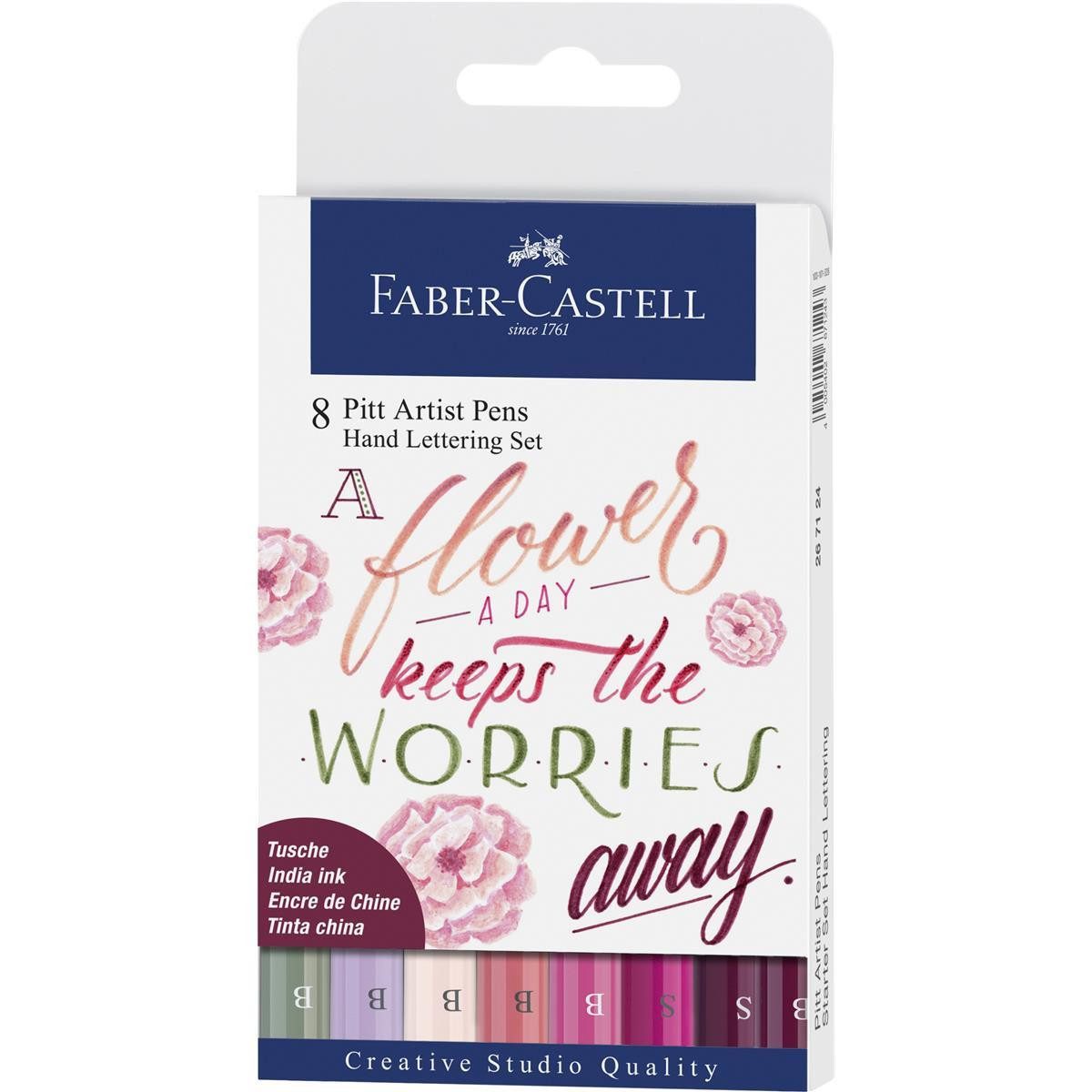 Faber-Castell Künstlerstift Faber-Castell Pitt Artist Pen Lettering Tintenschreiber - 8er Etui