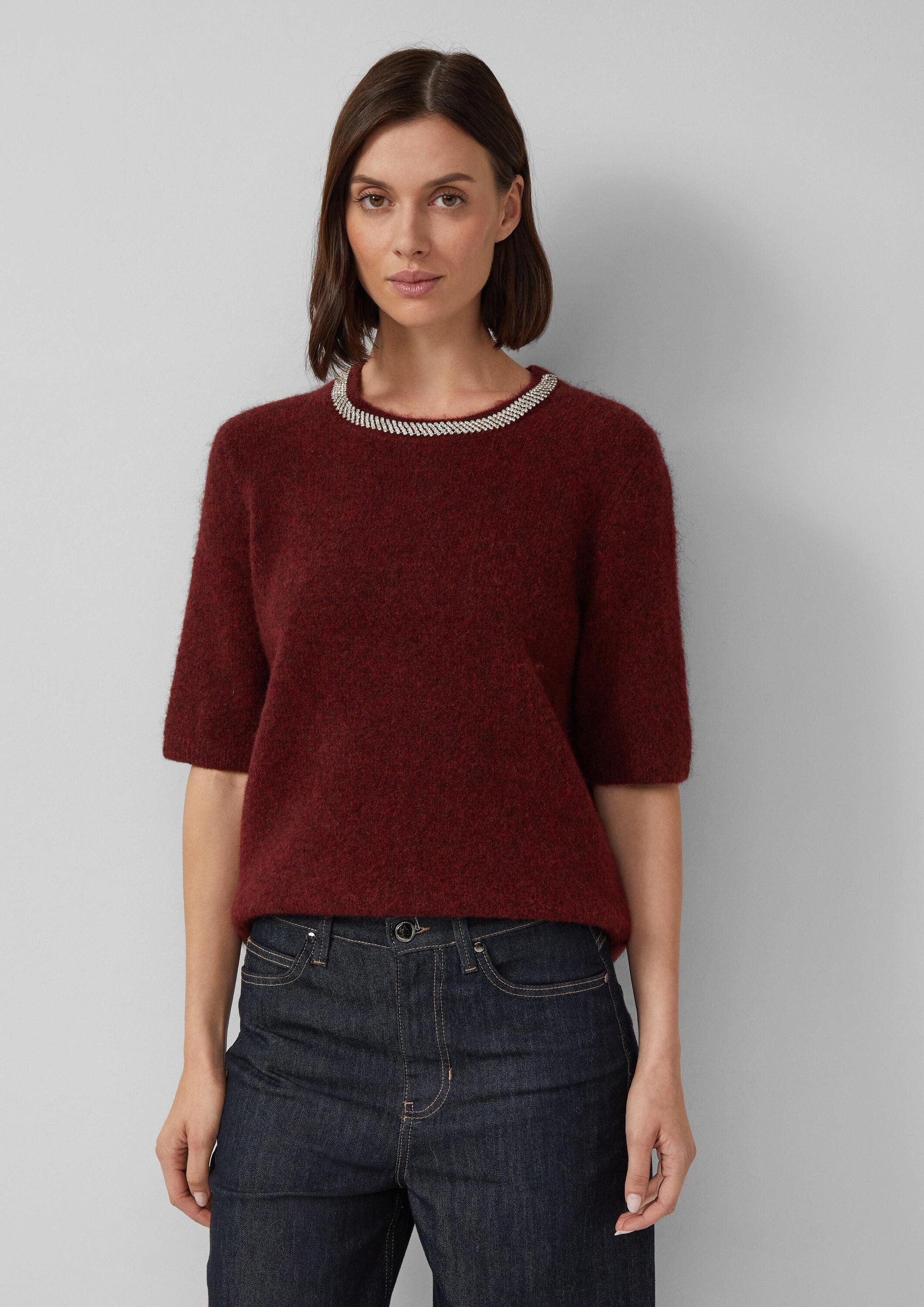 s.Oliver Kurzarmpullover Strickpullover Softer Kurzarm-Pullover aus Wollmix günstig online kaufen