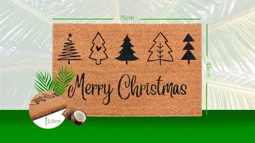 Fußmatte Mix Mats Kokos Christmas Trees, HANSE Home, rechteckig, Höhe: 15 mm, Weihnachten, Schmutzfangmatte, Outdoor, Rutschfest, Innen, Kokosmatte