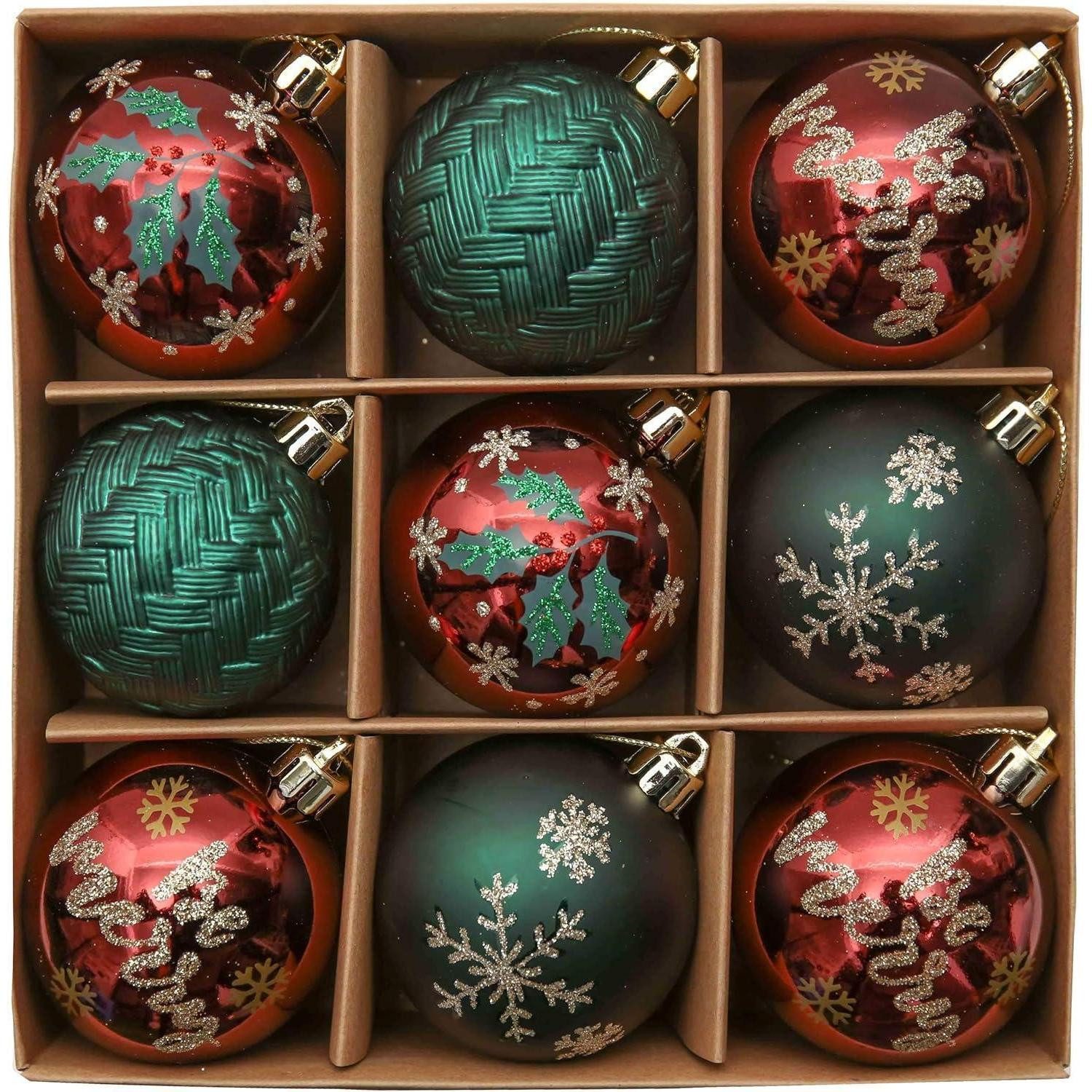 LuxusKollektion Christbaumschmuck Weihnachtskugeln Kunststoff Christbaumkugeln Weihnachtsdeko 9 Stücke