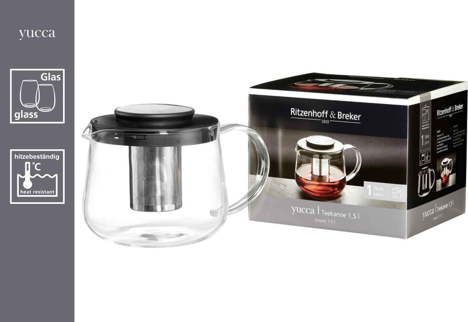 Ritzenhoff & Breker Teekanne Yucca Teekannen mit Sieb 1,5 l 6er Set, 1500 l, (6x Kanne, 6-St)