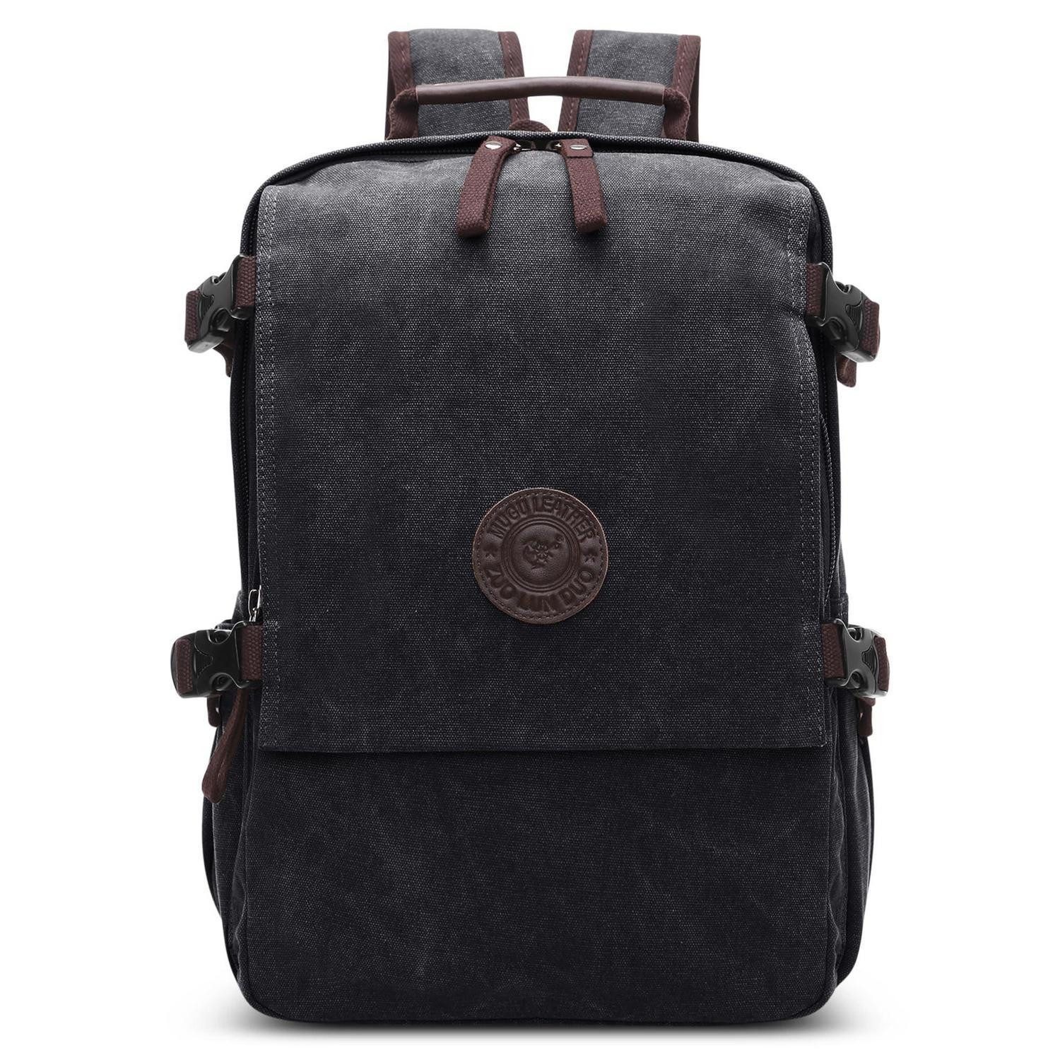 LuxusKollektion Laptoprucksack Herren Rucksack Laptop Canvas Schwarz