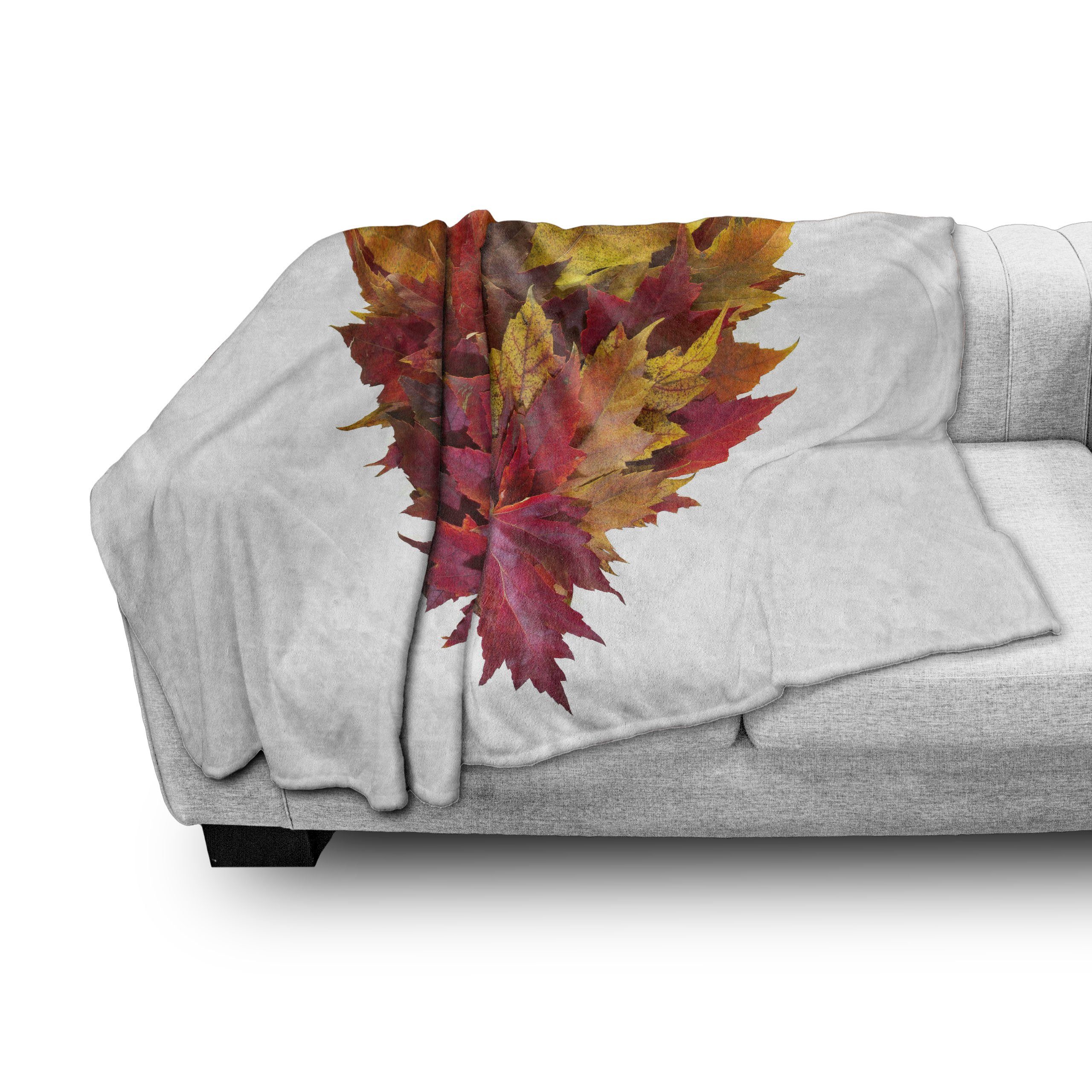 Herbstlaub und Plüsch den Blätter Mix Innen- Gemütlicher für Außenbereich, Wohndecke Heart Shaped Abakuhaus,