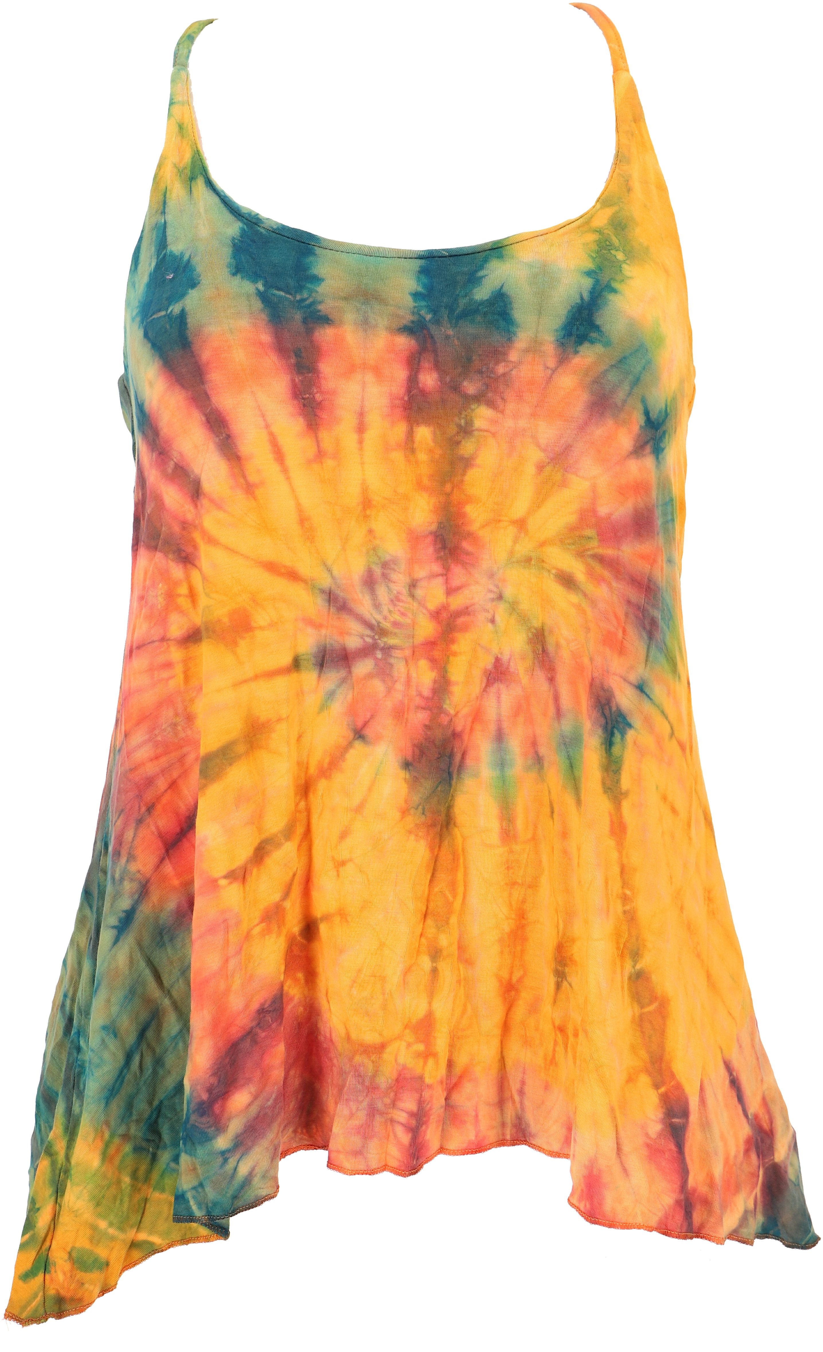 Guru-Shop T-Shirt Sommerliches Boho Batik Top, Unikat lockeres.. Ethno Style, Hippie, alternative Bekleidung, Festival