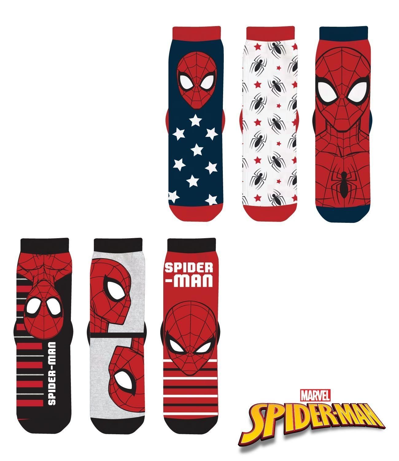 Spiderman Feinsocken SPIDERMAN Socken Set 6 Paar Jungensocken Kindersocken Kinder Strümpfe für Jungen Kniestrümpfe Gr. 23 24 25 26 27 28 29 30 31 32 33 34 n38562