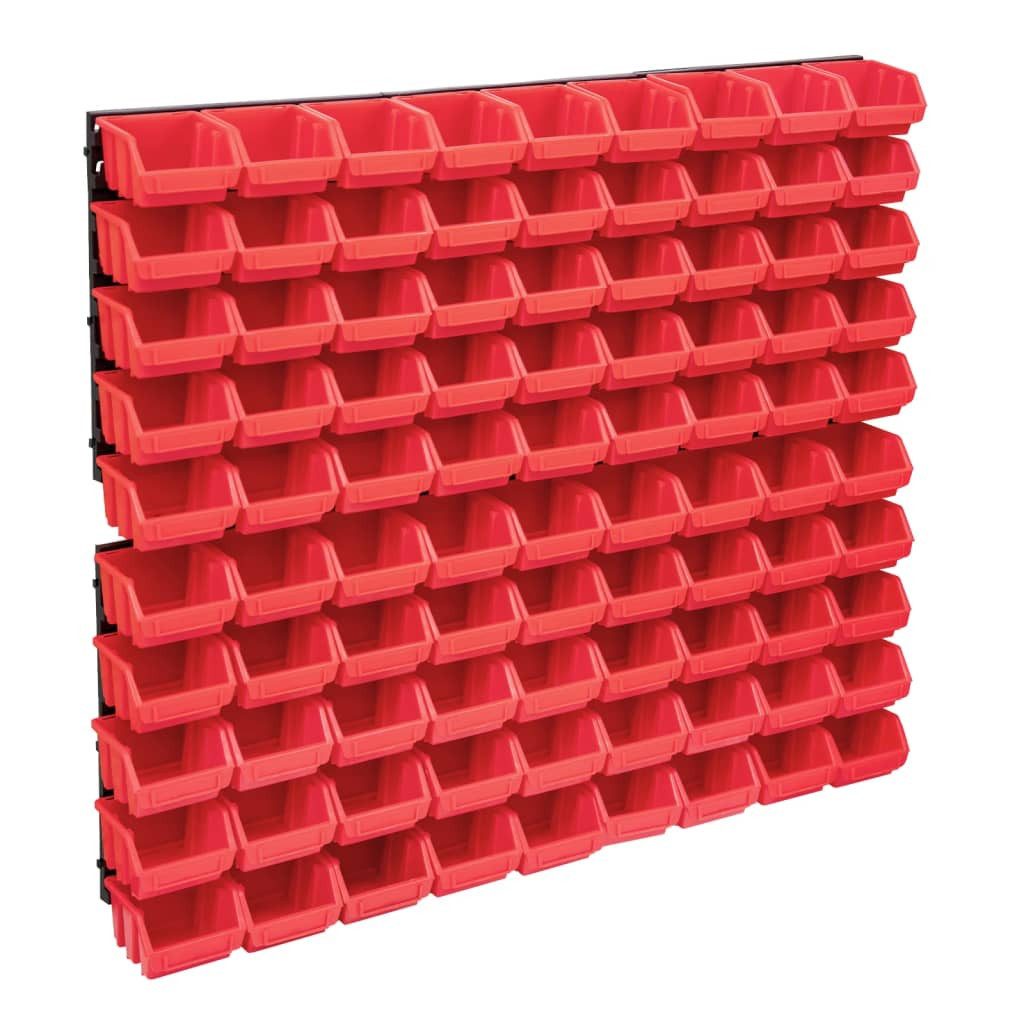 vidaXL Werkzeugkoffer 96-tlg Behälter-Set für Kleinteile mit Wandplatten Rot Schwarz