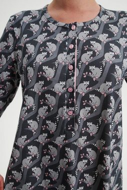 Vamp Nachthemd VAMP lingerie (Set, 1-tlg., 1-teilig) Damen Nachthemd 95cm lang Langarm Nachtwäsche Baumwolle Waschbären