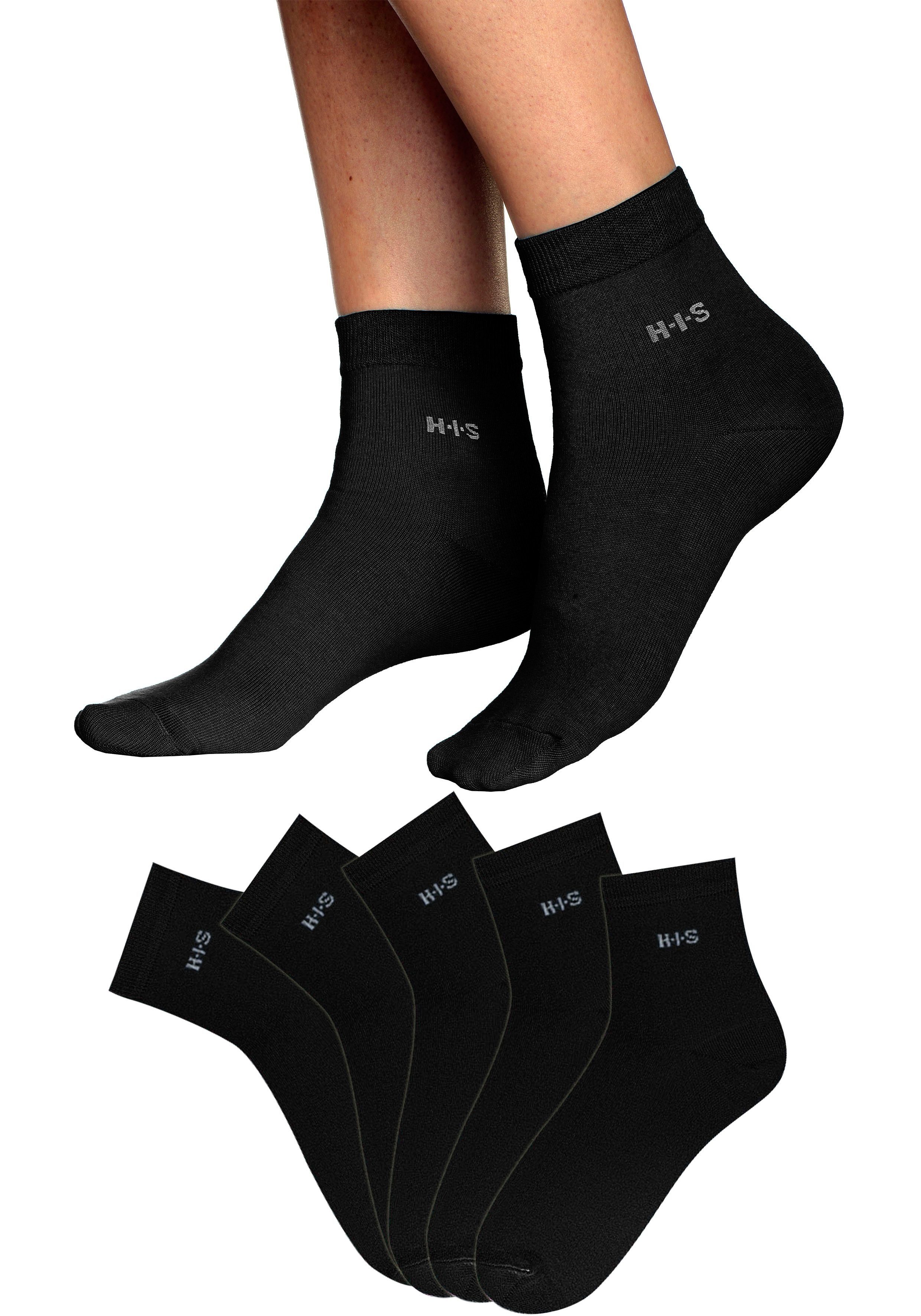 H.I.S Kurzsocken Damen halbhohe Socken, Knöchelsocken sportliche Freizeitsocken (Packung, 5-Paar, Mini Crew, Quarter) mit Bündchen über dem Knöchel