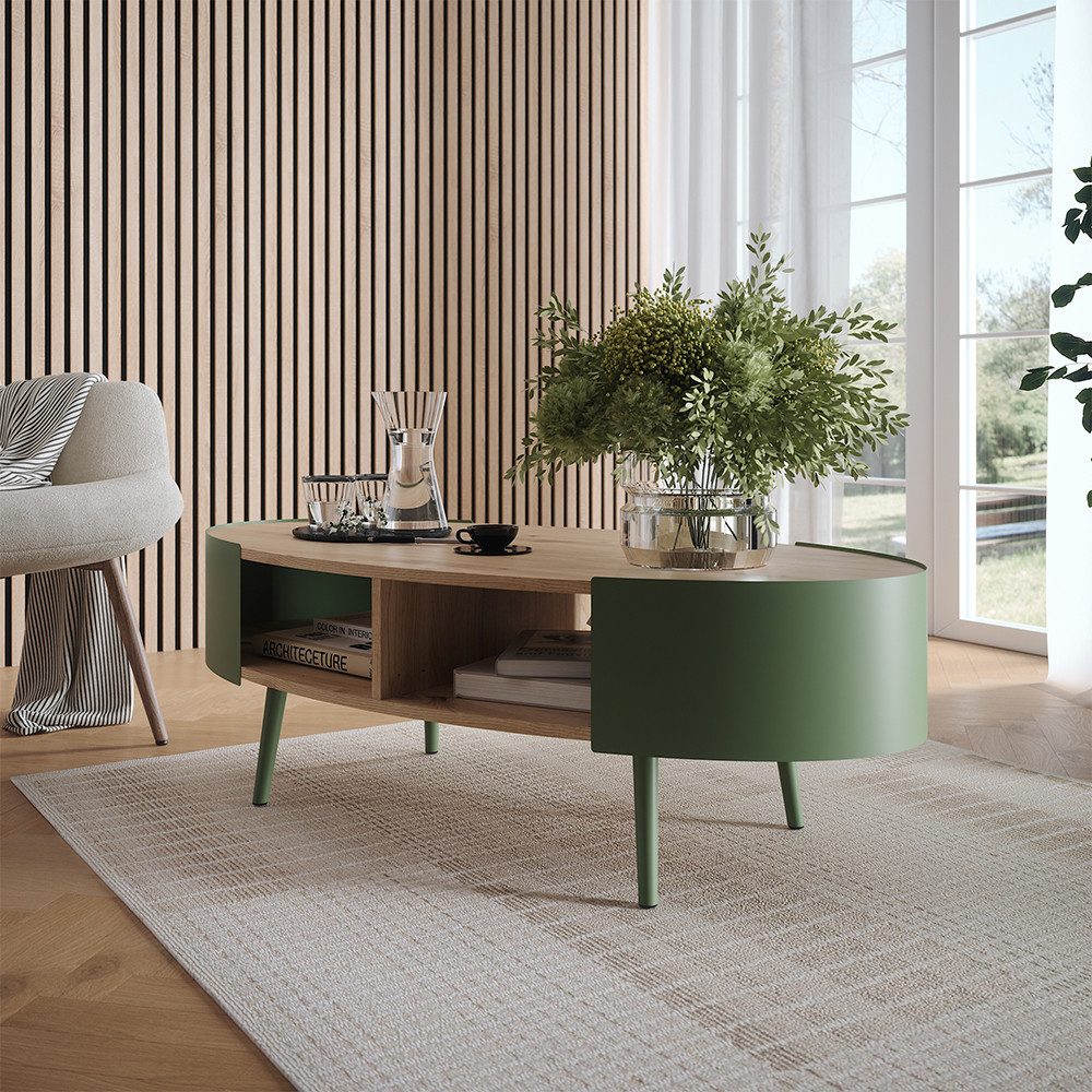 Vicco Couchtisch Lofta, Grün/Eiche, 120 x 60 cm (1-St)